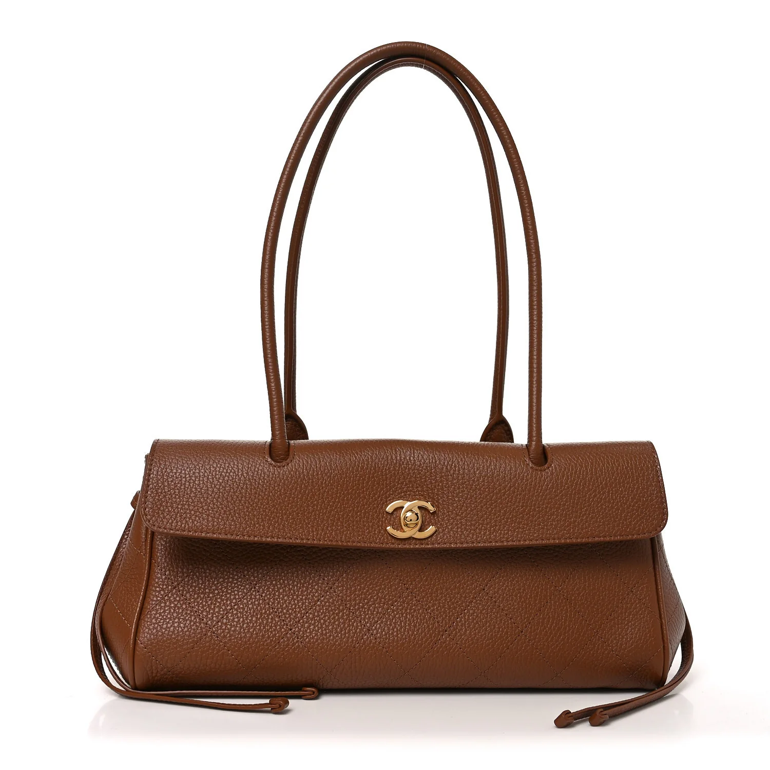Grained Calfskin Stitched Urban Essentials Small Shopping Bag Camel