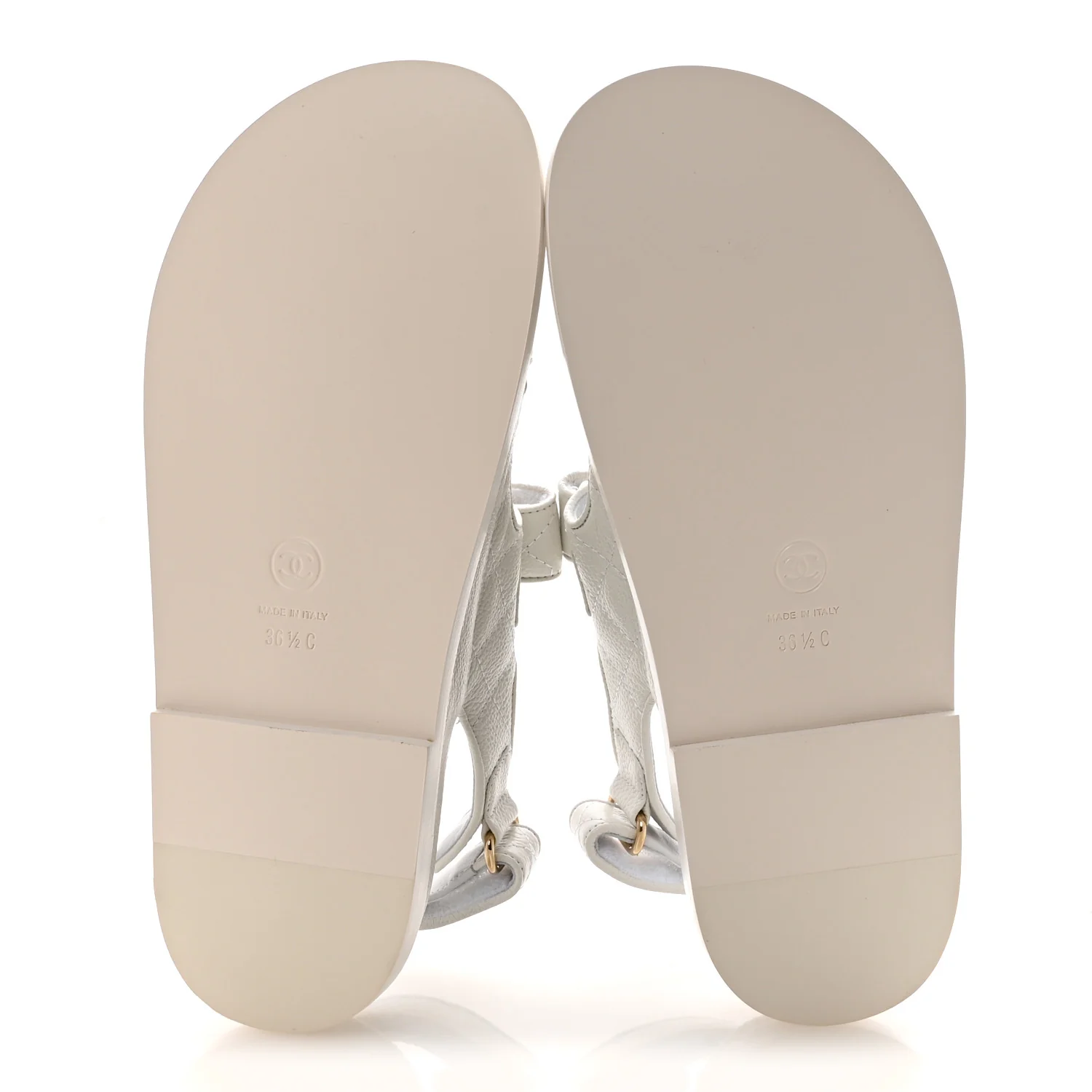 Grained Calfskin Velcro Dad Sandals 36.5 White - Image 6