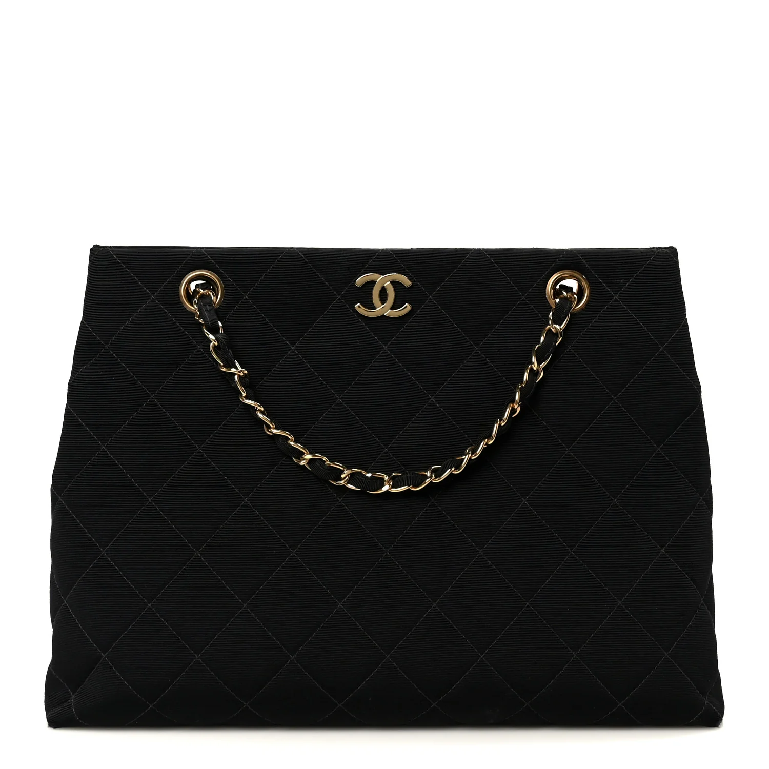 Grosgrain Quilted Shopper Tote Black