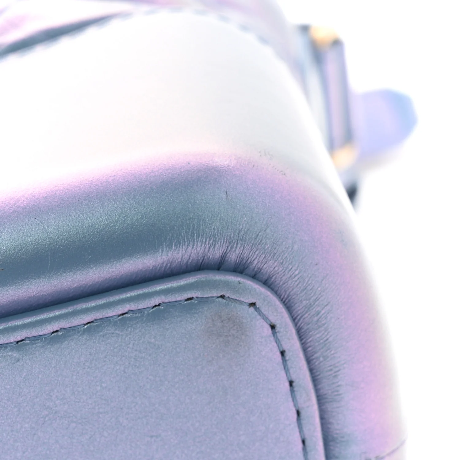 Iridescent Aged Calfskin Quilted Medium Gabrielle Hobo Blue - Image 11