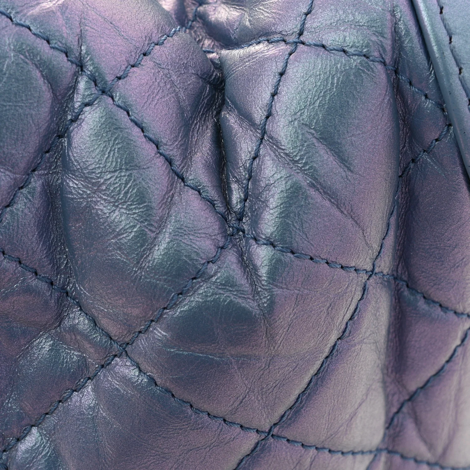 Iridescent Aged Calfskin Quilted Medium Gabrielle Hobo Blue - Image 13