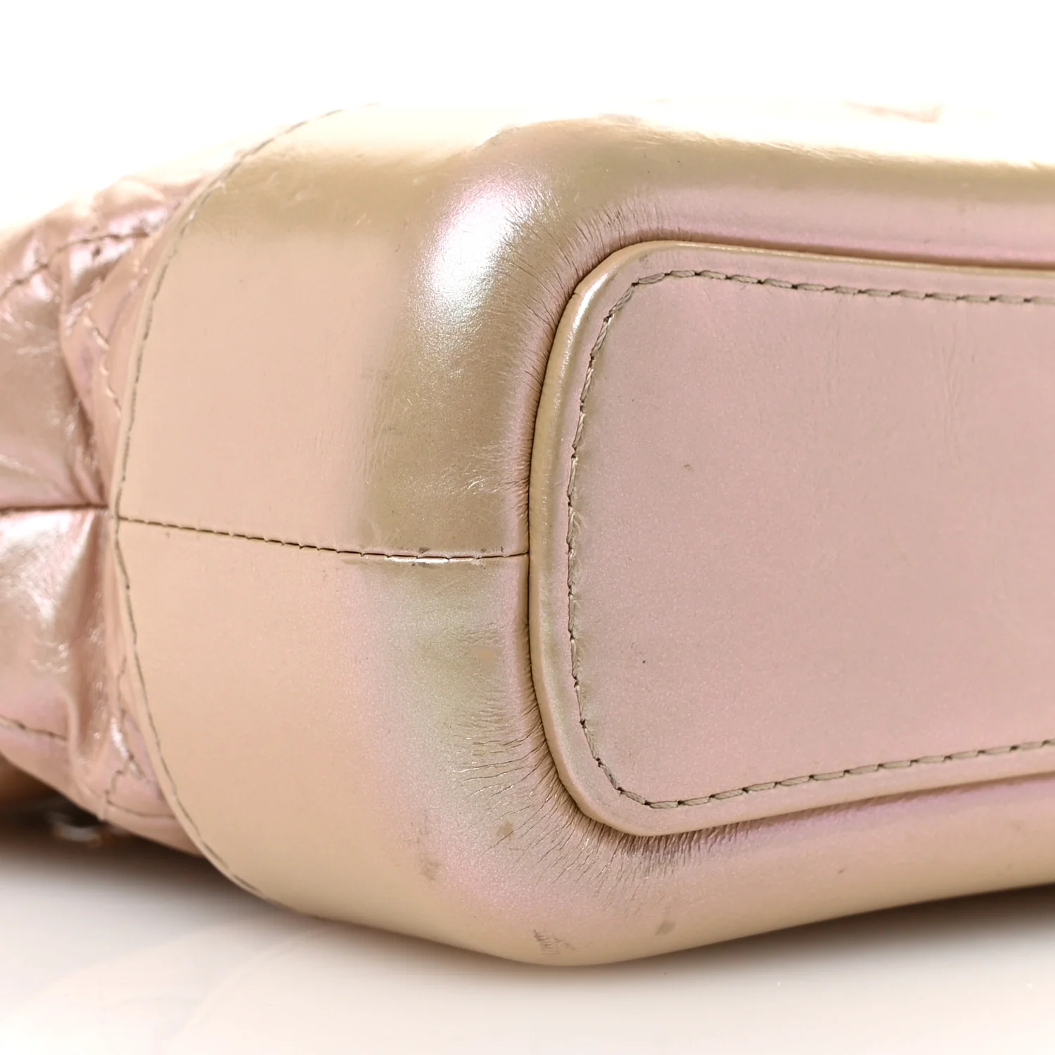 Iridescent Aged Calfskin Quilted Small Gabrielle Hobo Light Pink - Image 9