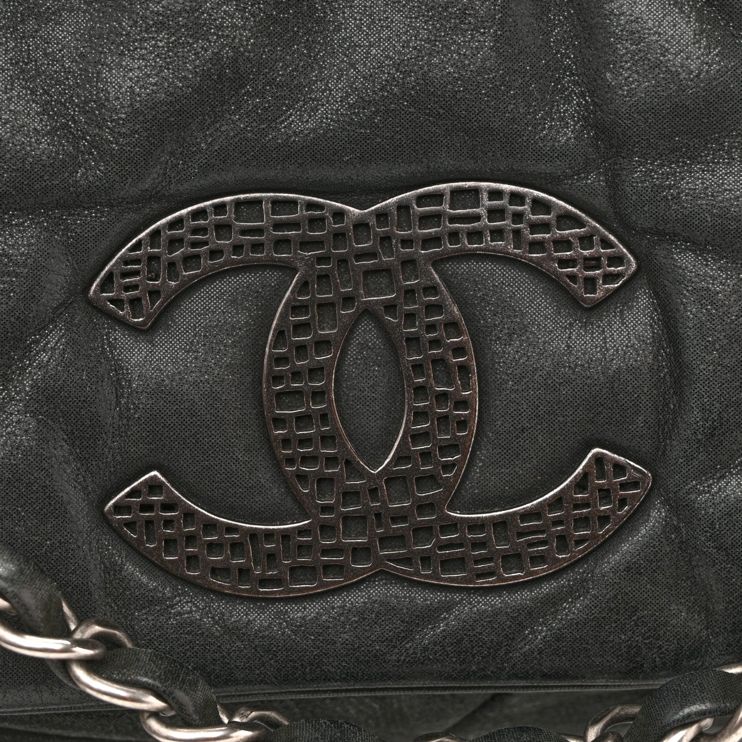 Iridescent Calfskin Glint Accordion Flap Black - Image 13