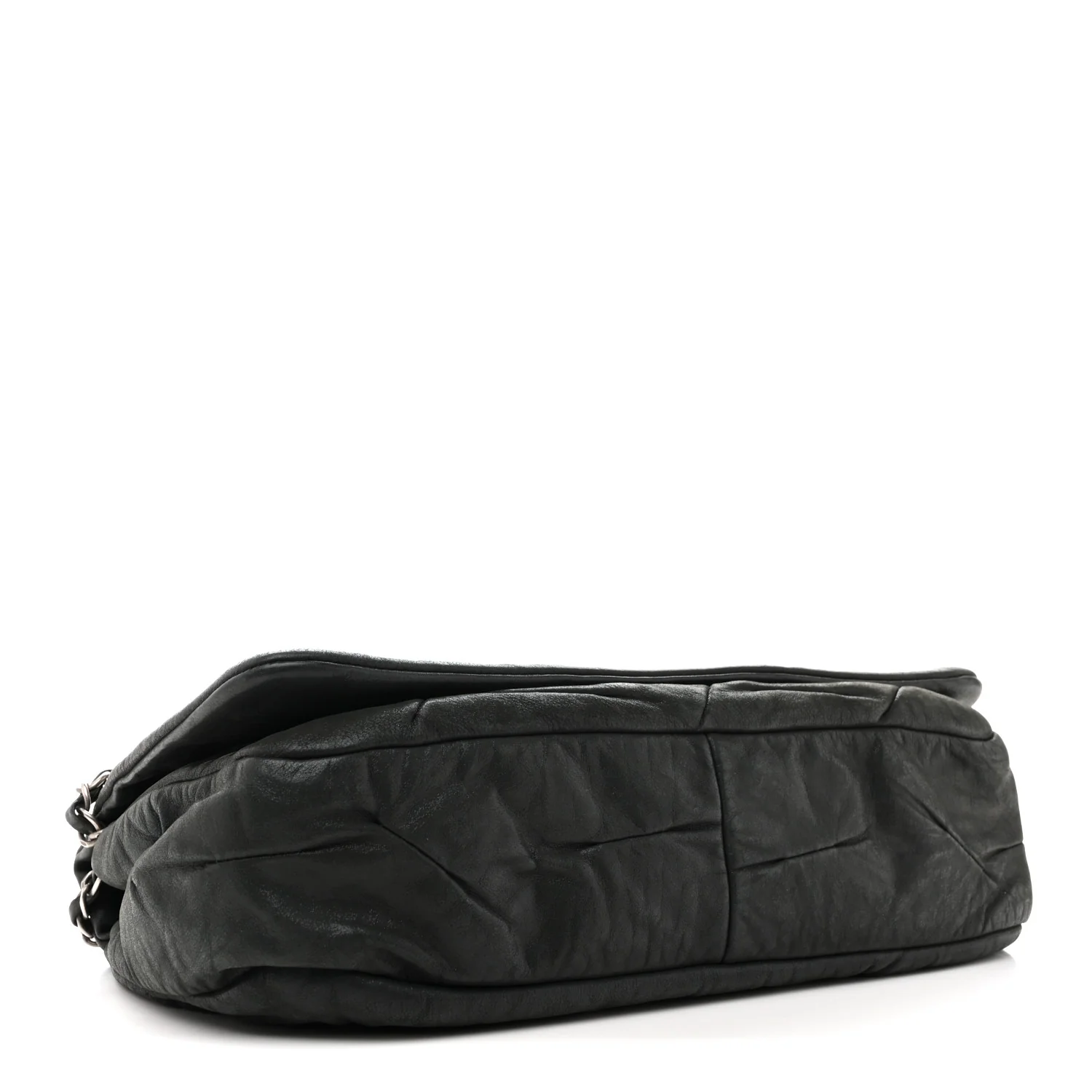Iridescent Calfskin Glint Accordion Flap Black - Image 4