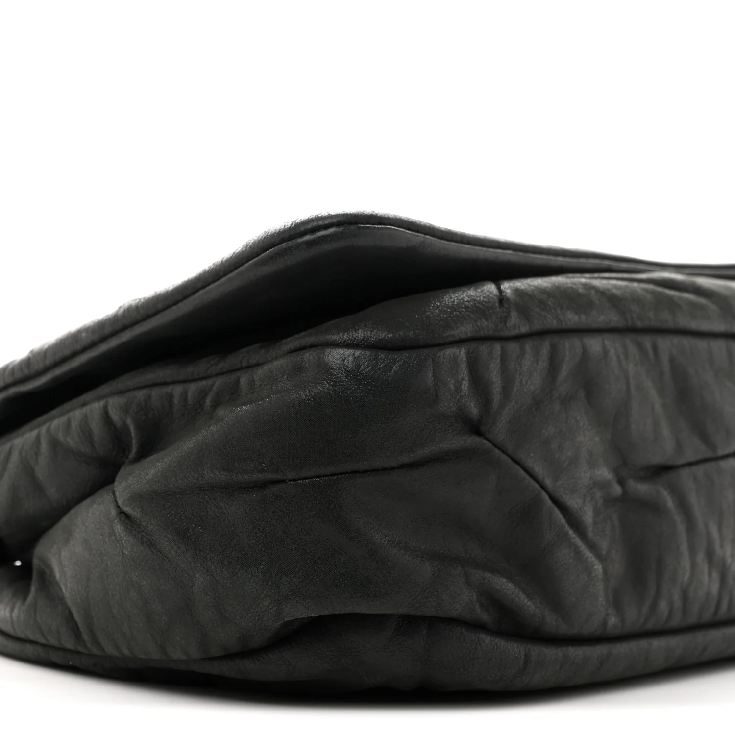 Iridescent Calfskin Glint Accordion Flap Black - Image 9