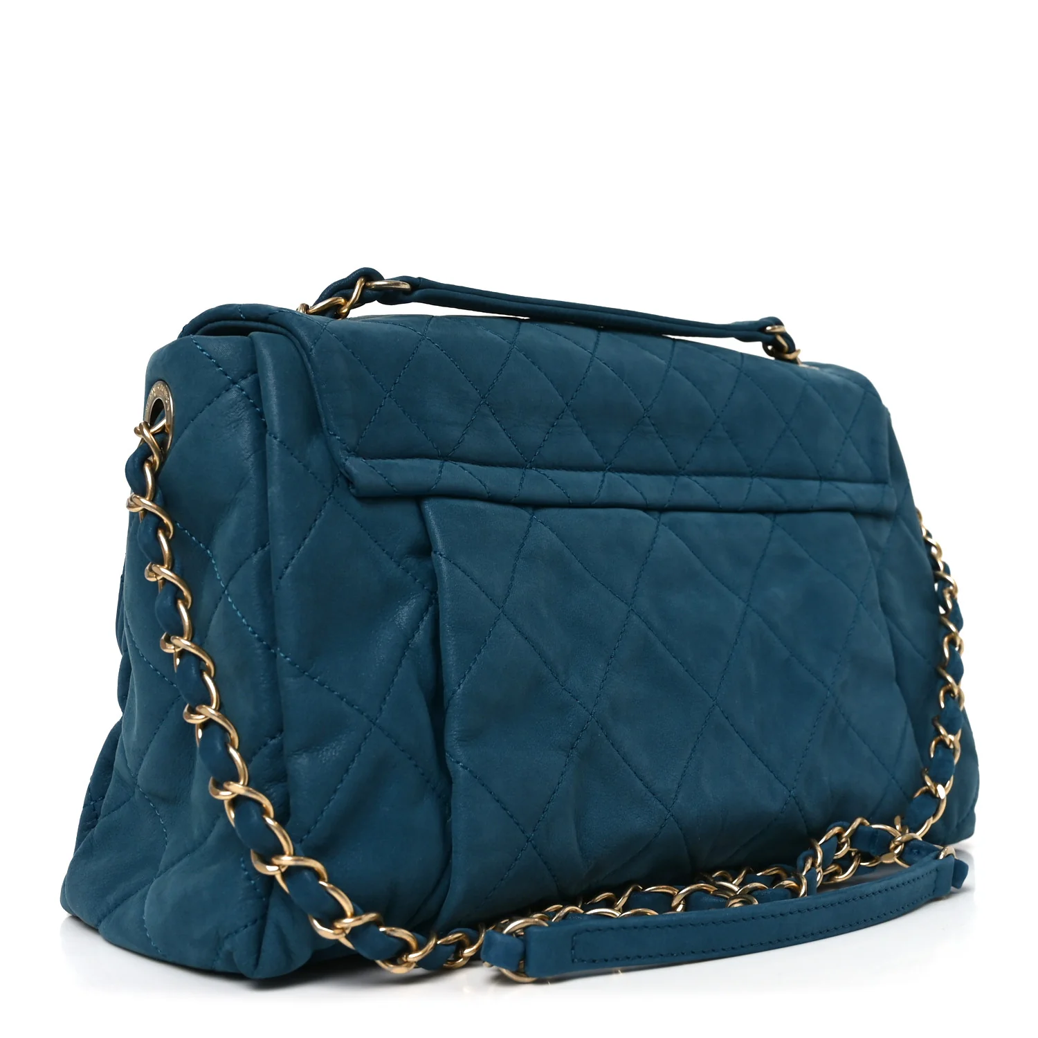 Iridescent Calfskin Large Chic Quilt Flap Blue - Image 3
