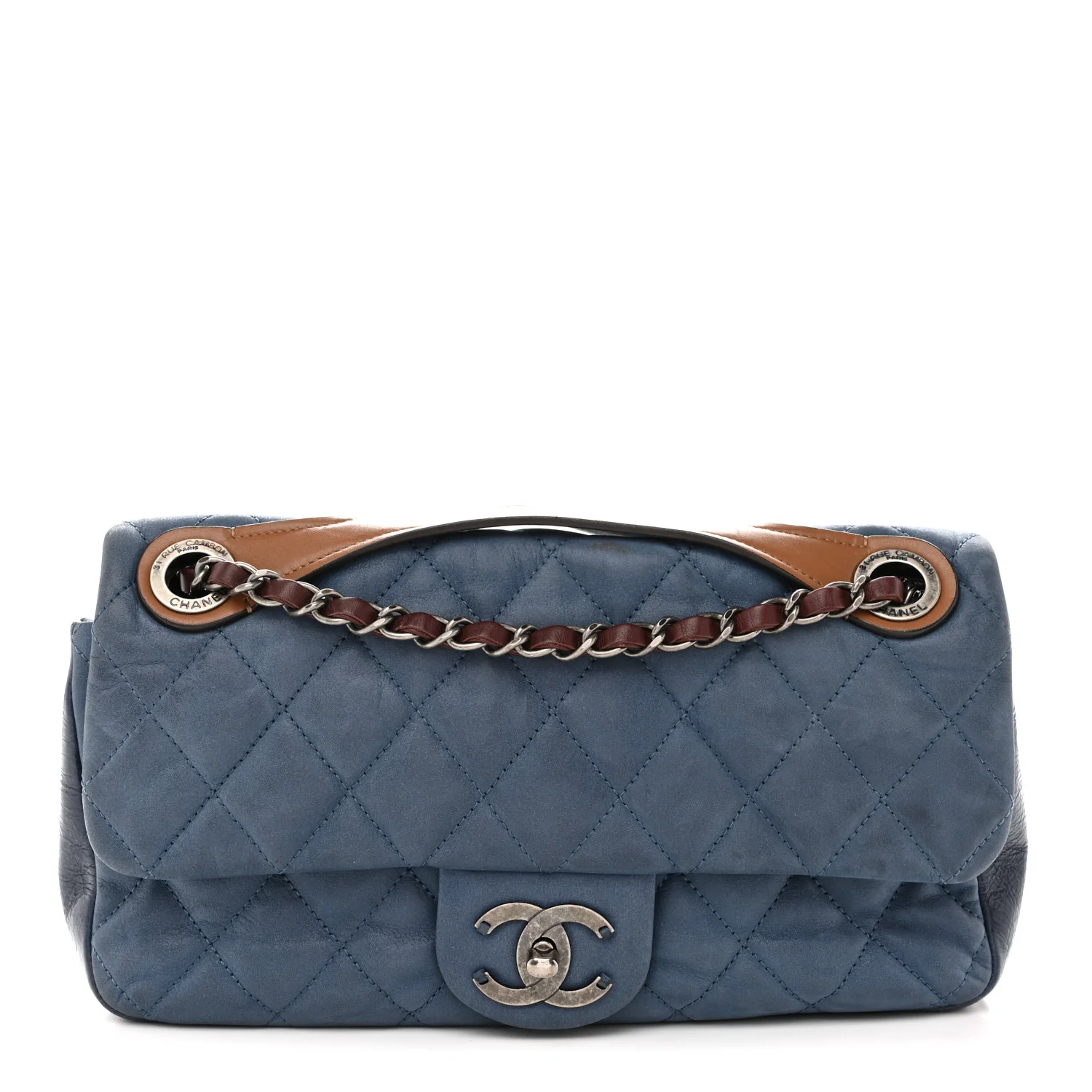 Iridescent Calfskin Medium In The Mix Flap Blue