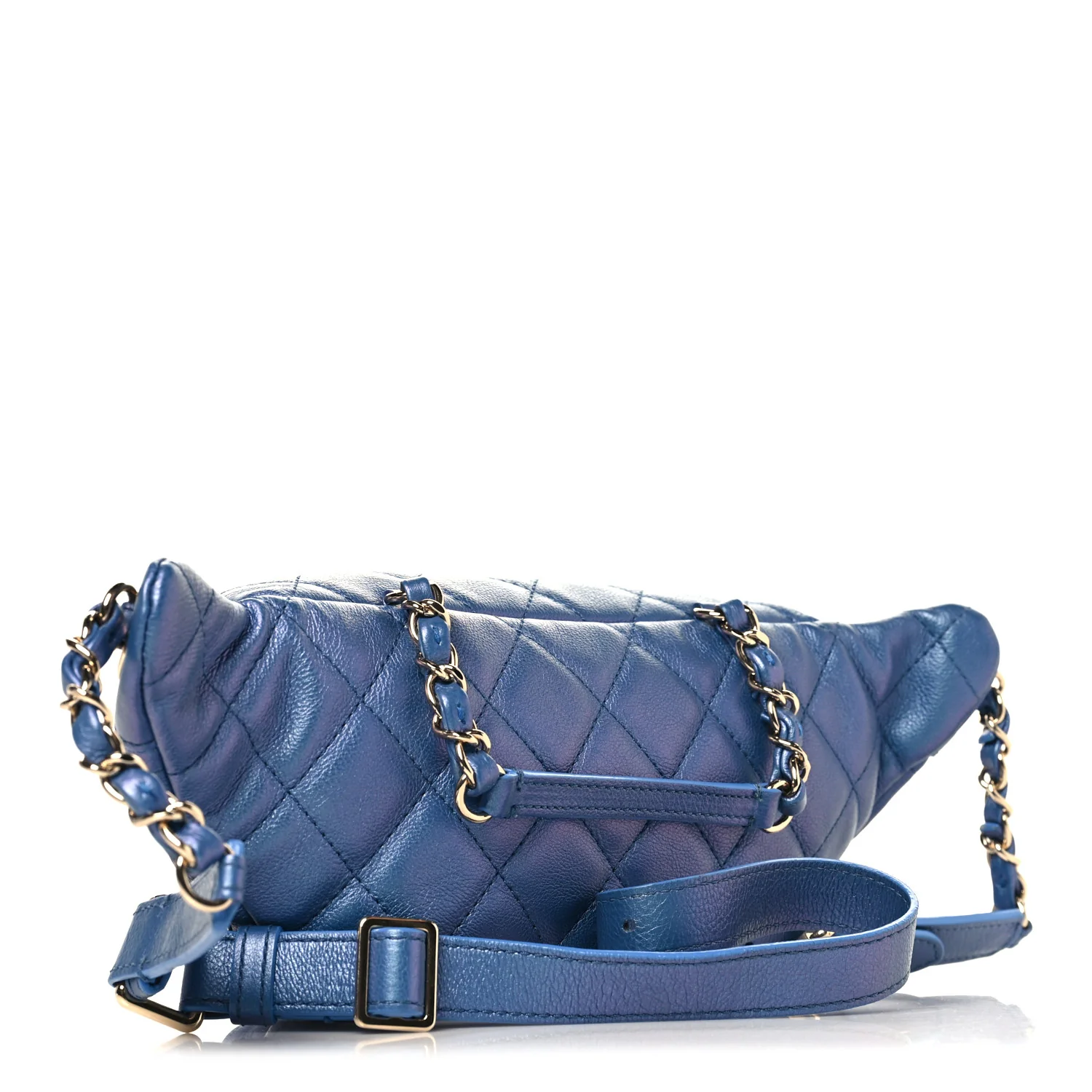 Iridescent Calfskin Quilted All About Waist Belt Bag Dark Blue - Image 2