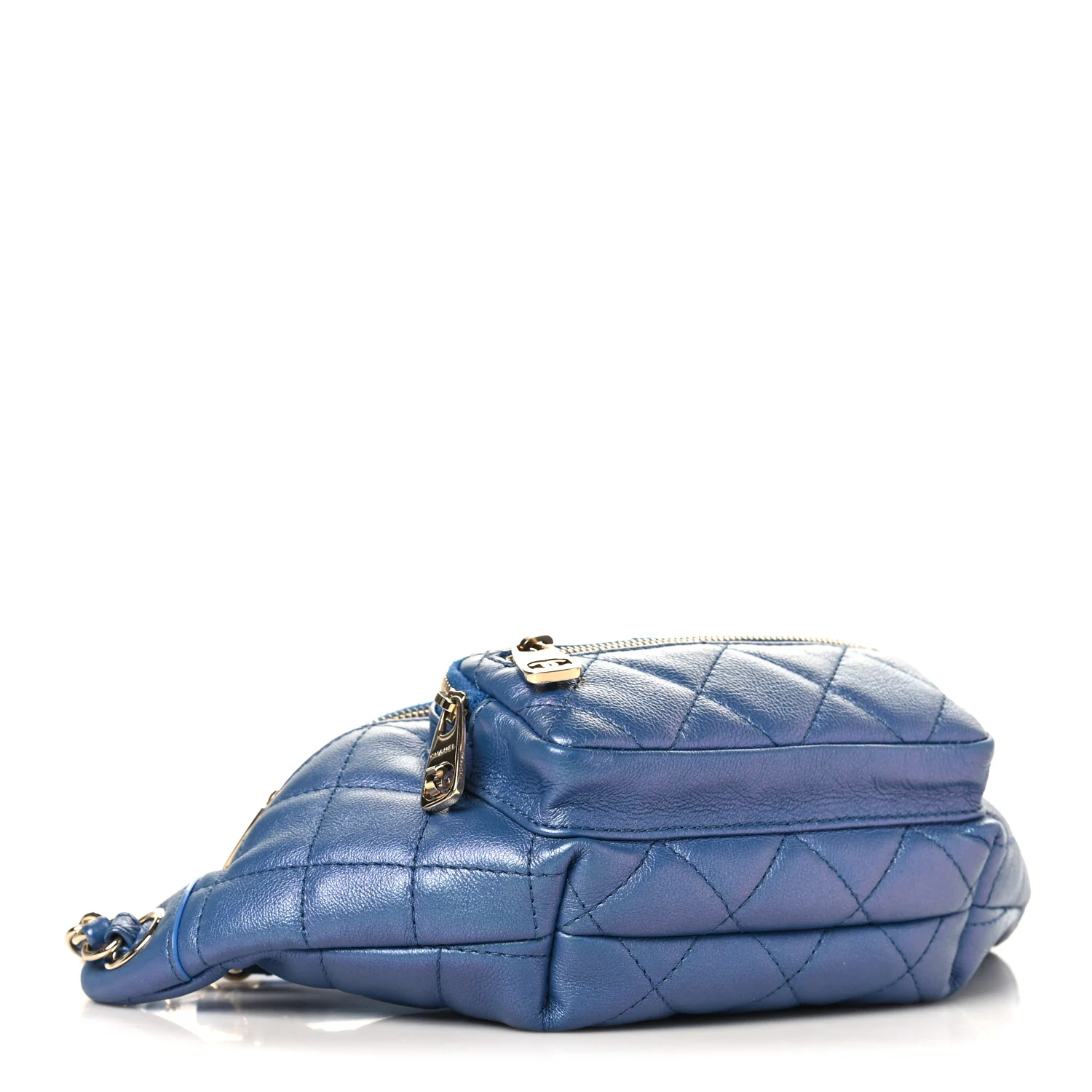 Iridescent Calfskin Quilted All About Waist Belt Bag Dark Blue - Image 3