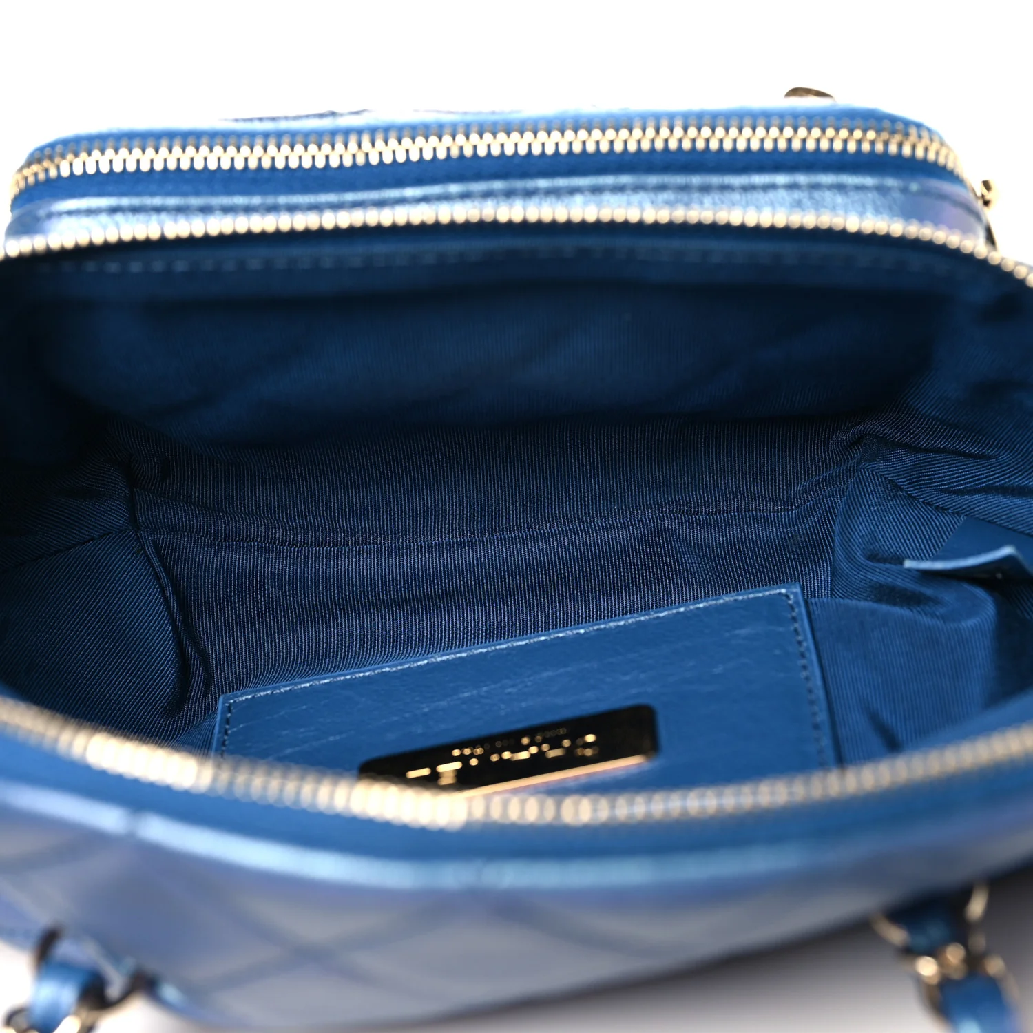 Iridescent Calfskin Quilted All About Waist Belt Bag Dark Blue - Image 4