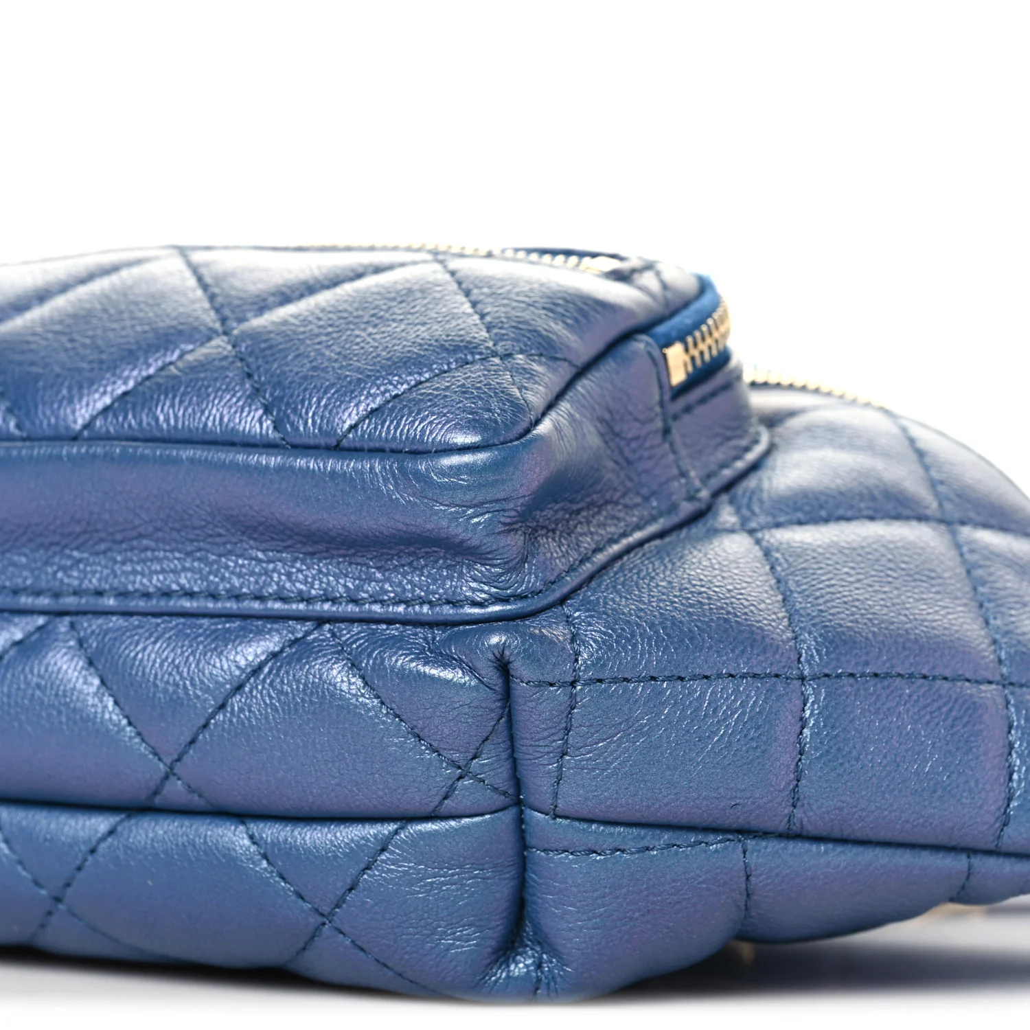 Iridescent Calfskin Quilted All About Waist Belt Bag Dark Blue - Image 9