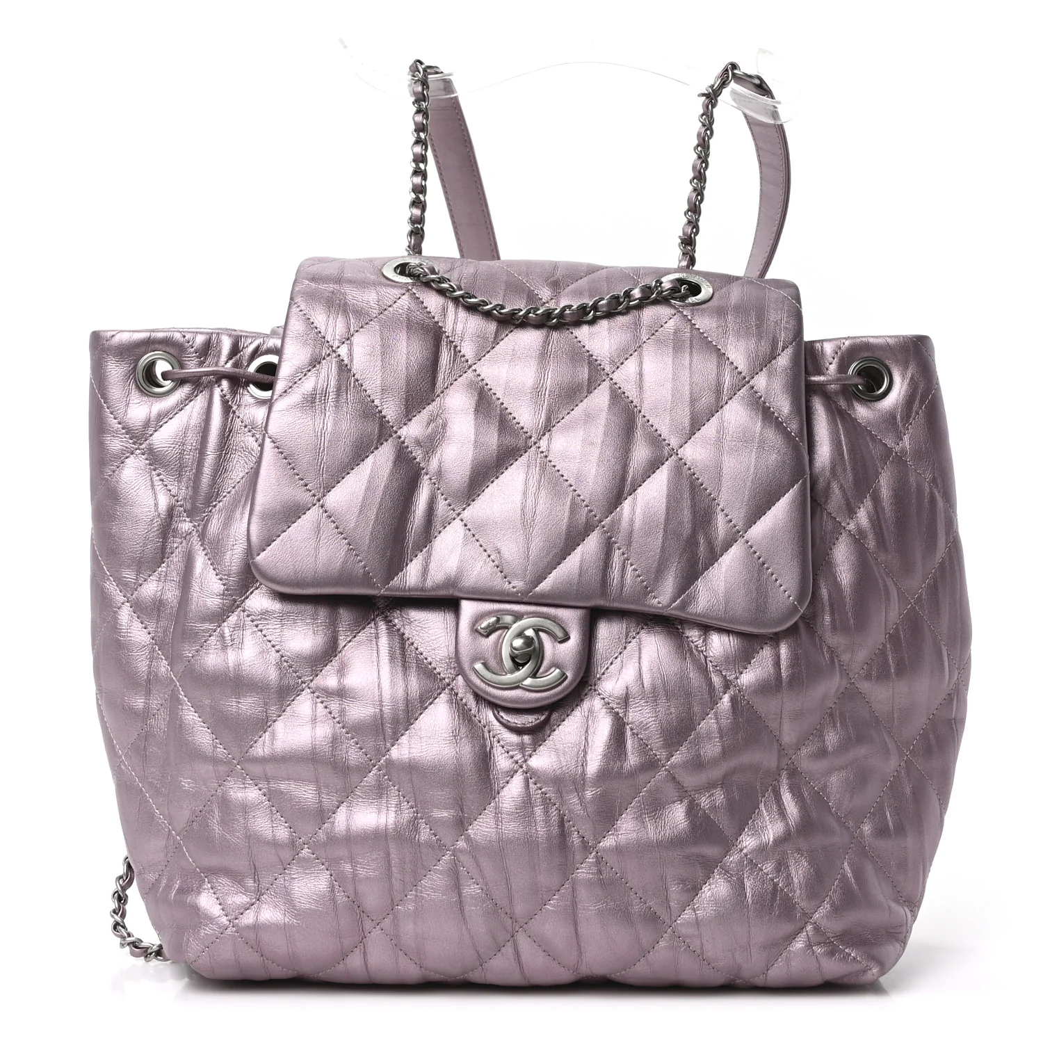 Iridescent Calfskin Quilted Ground Control Backpack Pink
