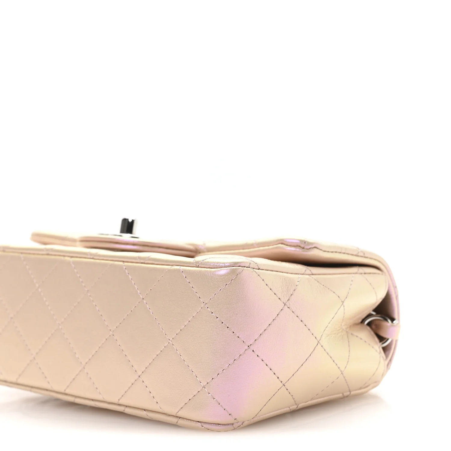 Iridescent Calfskin Quilted Mini Rectangular Flap Pink - Image 10
