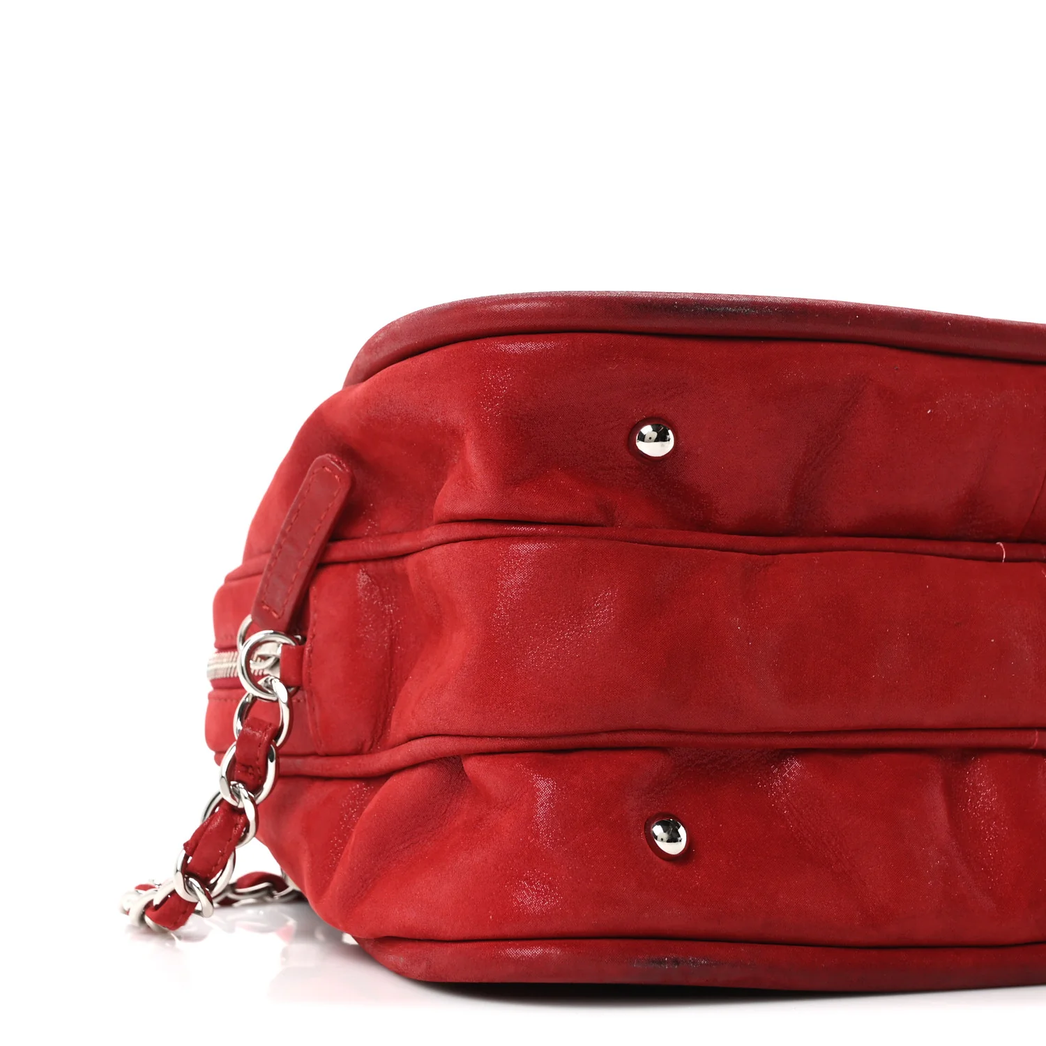 Iridescent Calfskin Quilted Relax CC Camera Case Red - Image 17