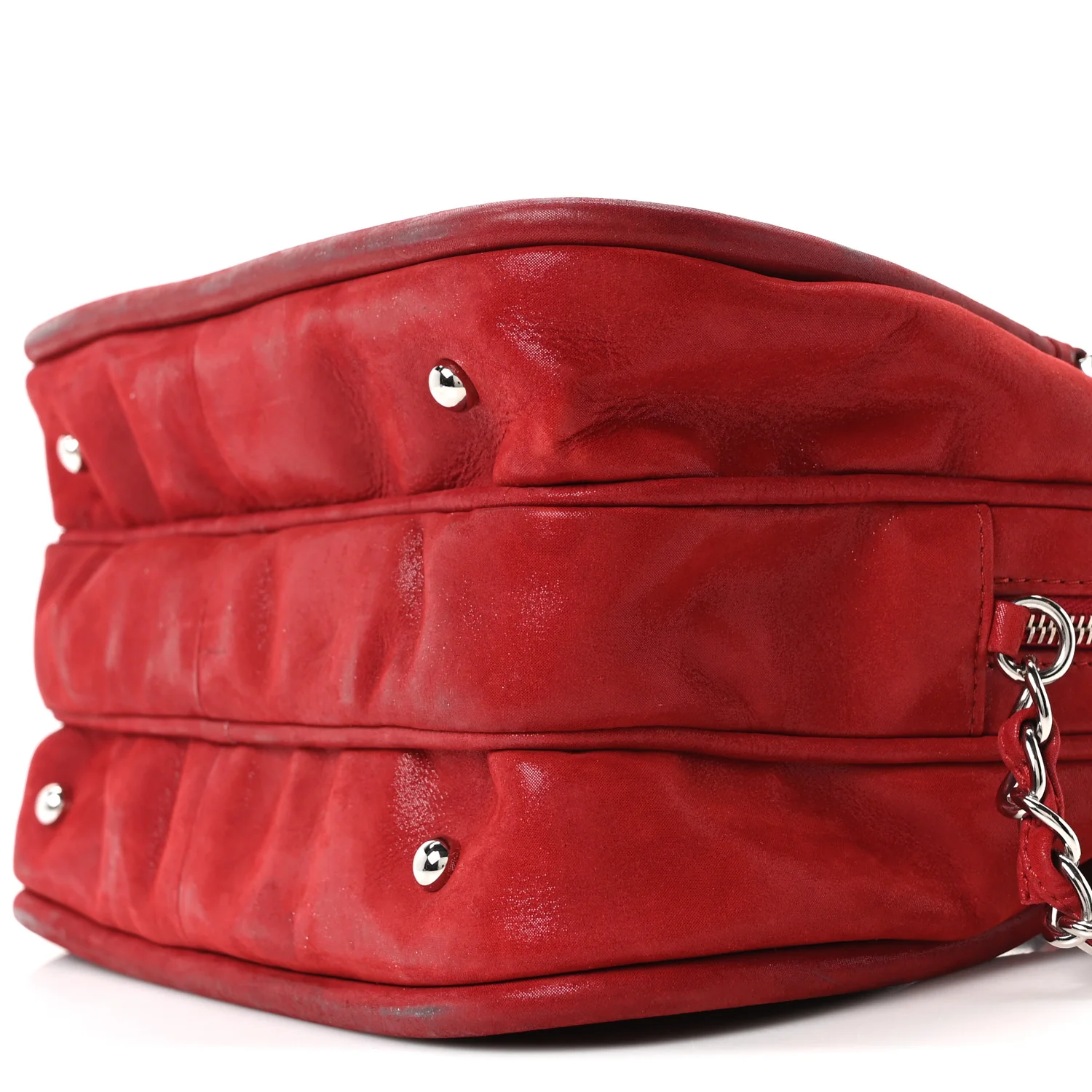 Iridescent Calfskin Quilted Relax CC Camera Case Red - Image 18