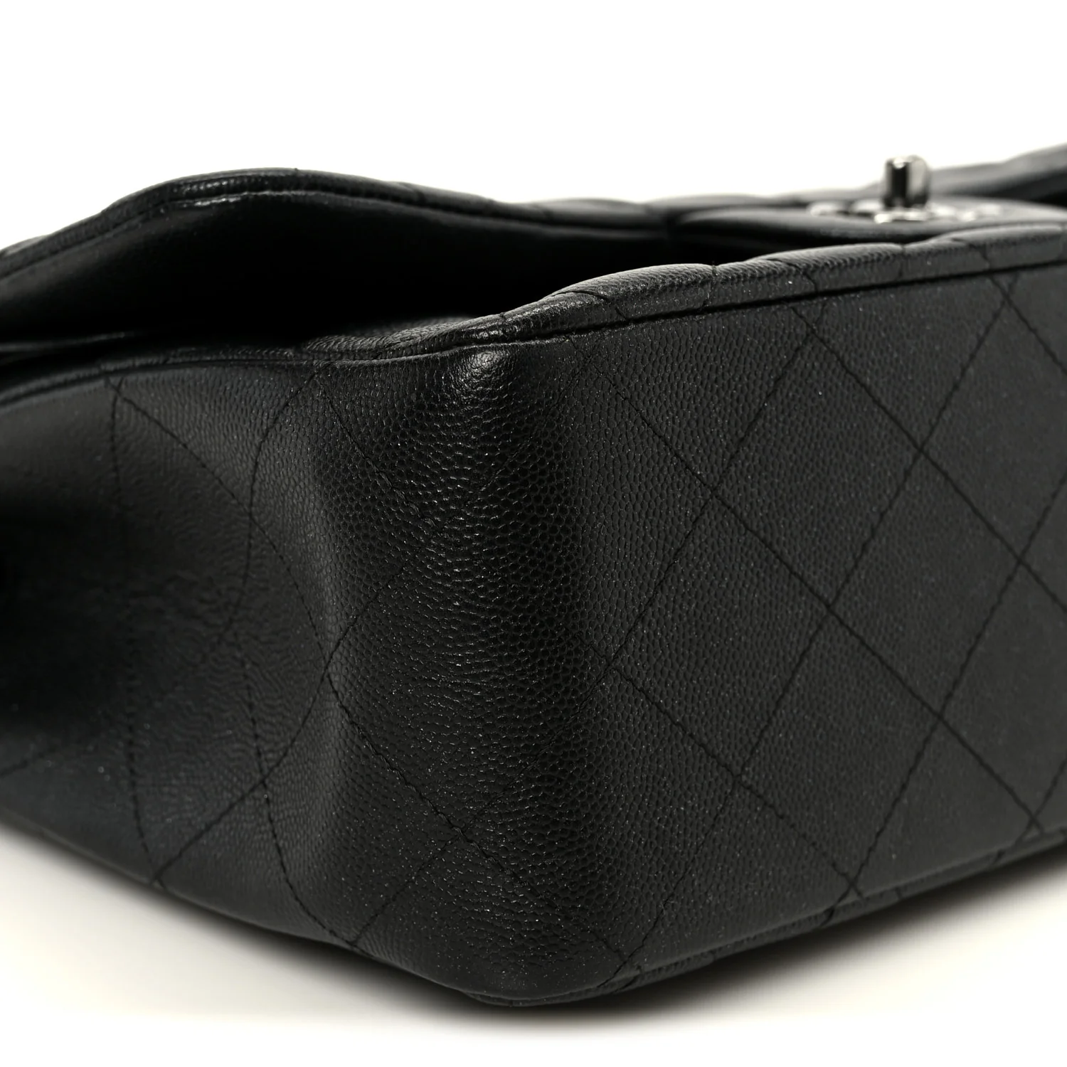 Iridescent Caviar Quilted Jumbo Double Flap Black - Image 10