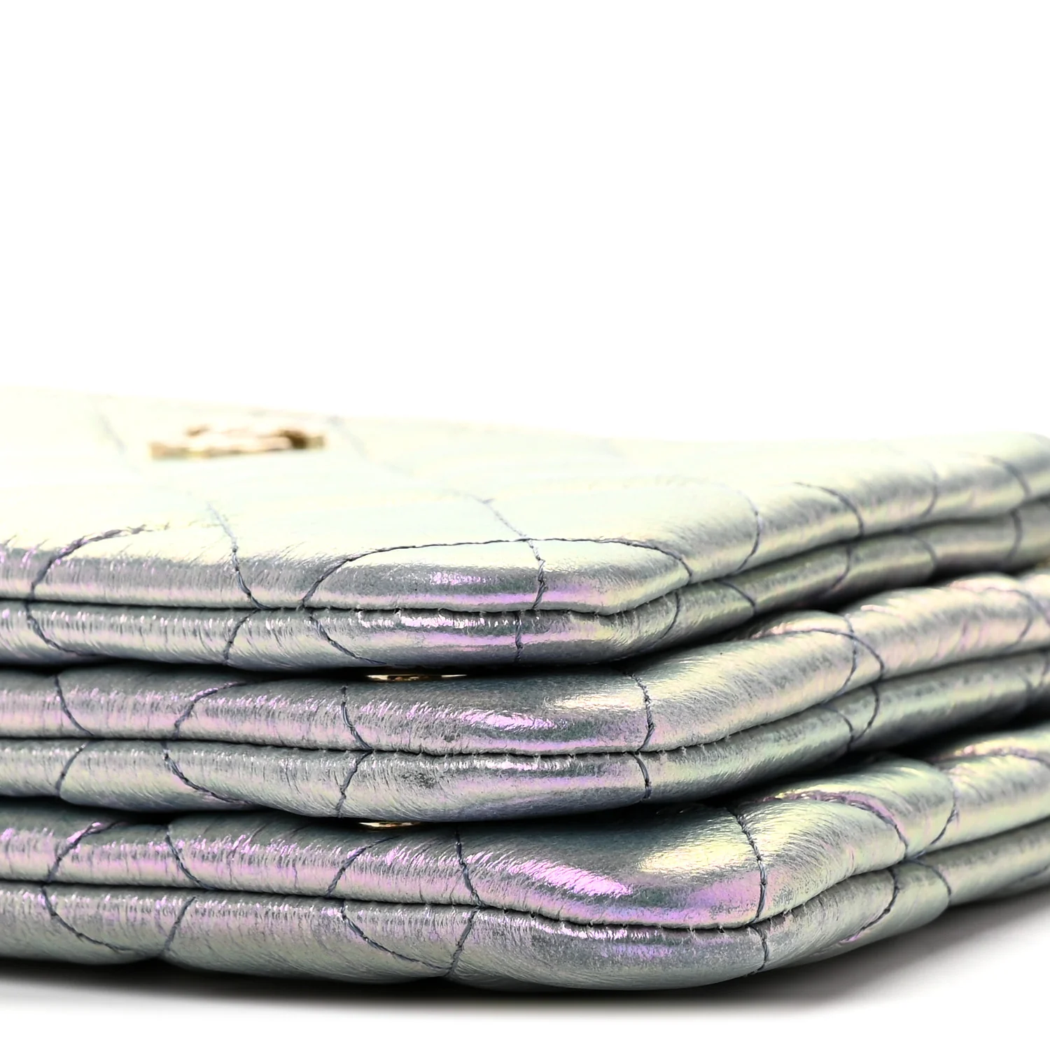 Iridescent Crumpled Calfskin Trio Cosmetic Case Purple - Image 12