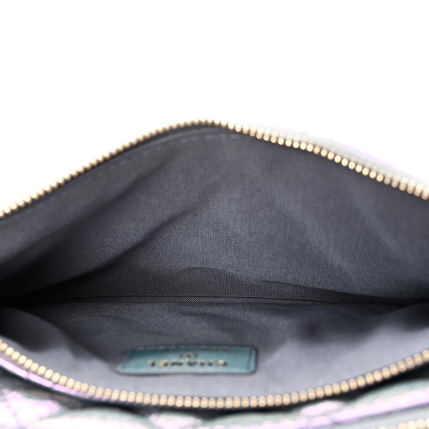 Iridescent Crumpled Calfskin Trio Cosmetic Case Purple - Image 5