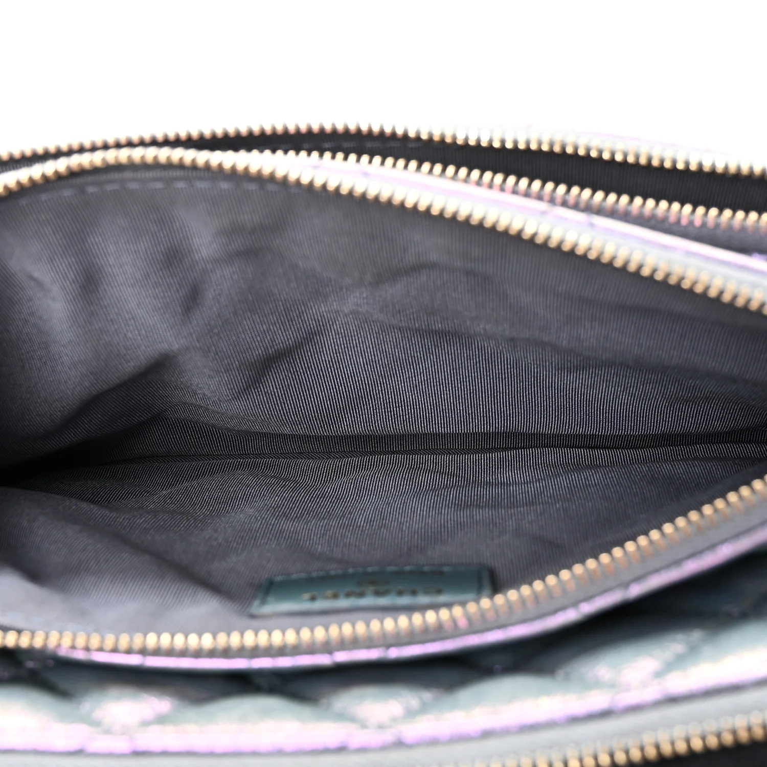 Iridescent Crumpled Calfskin Trio Cosmetic Case Purple - Image 6