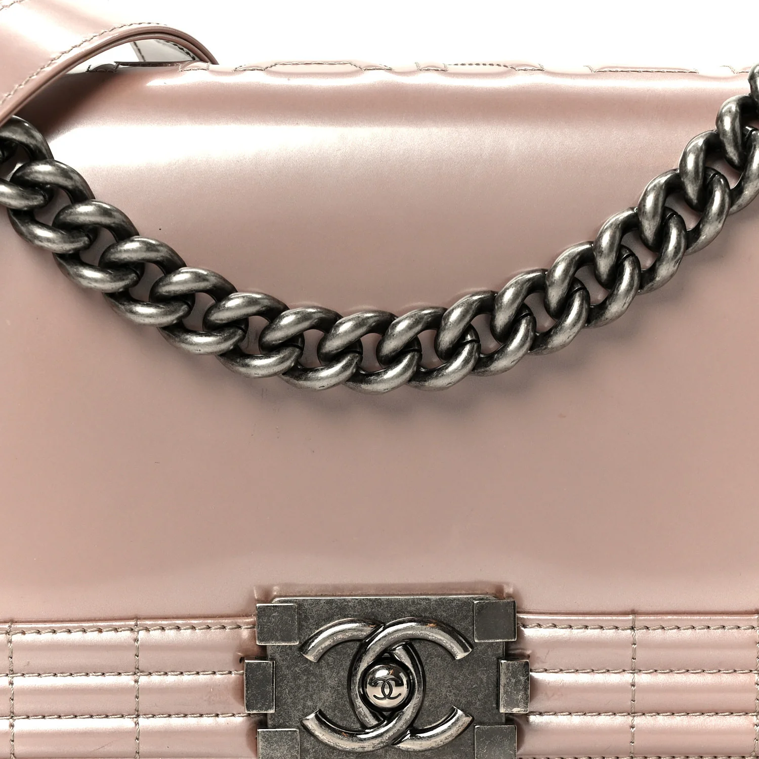 Iridescent Glazed Calfskin Medium Boy Flap Light Pink - Image 8