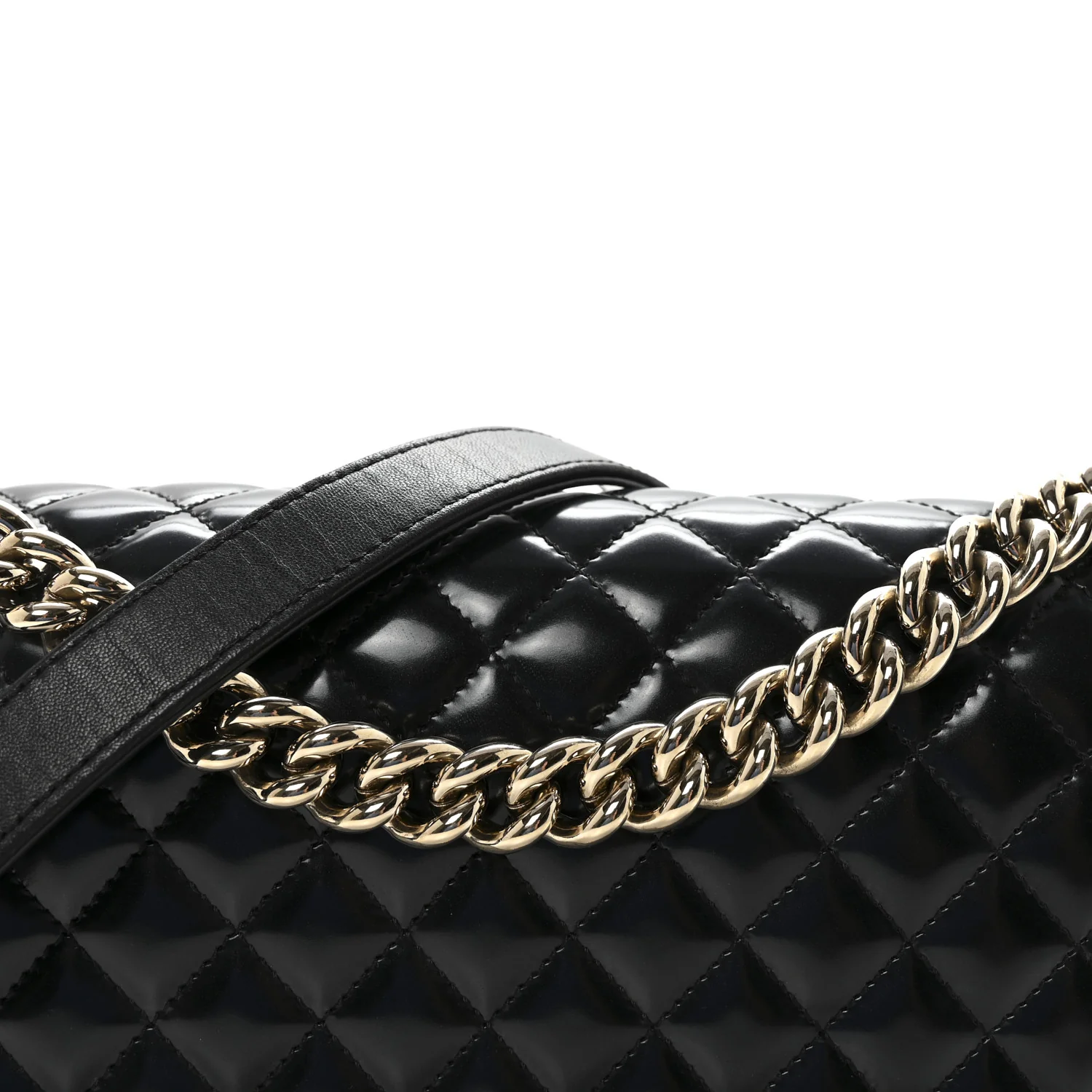 Iridescent Glazed Calfskin Quilted New Medium Boy Flap Black - Image 8