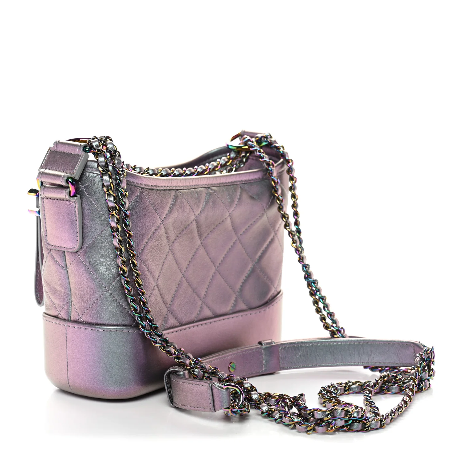 Iridescent Lambskin Calfskin Quilted Small Gabrielle Hobo Light Purple - Image 3