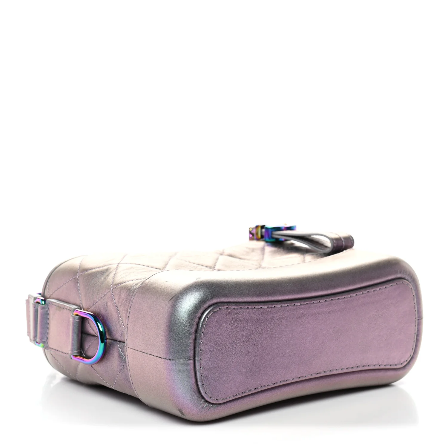 Iridescent Lambskin Calfskin Quilted Small Gabrielle Hobo Light Purple - Image 4