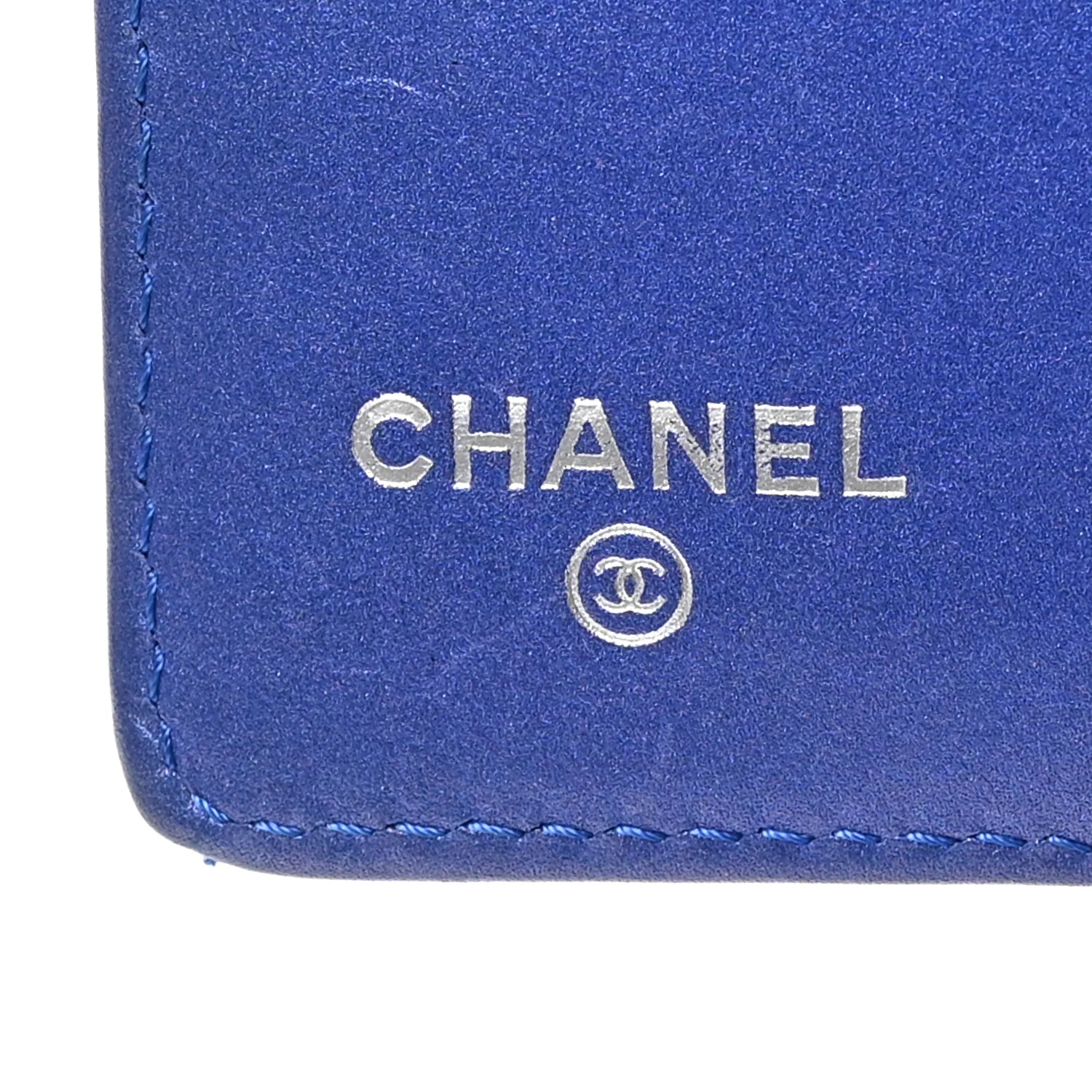 Iridescent Lambskin Quilted Double Stitch Compact Zipped Pocket Wallet Purple - Image 6