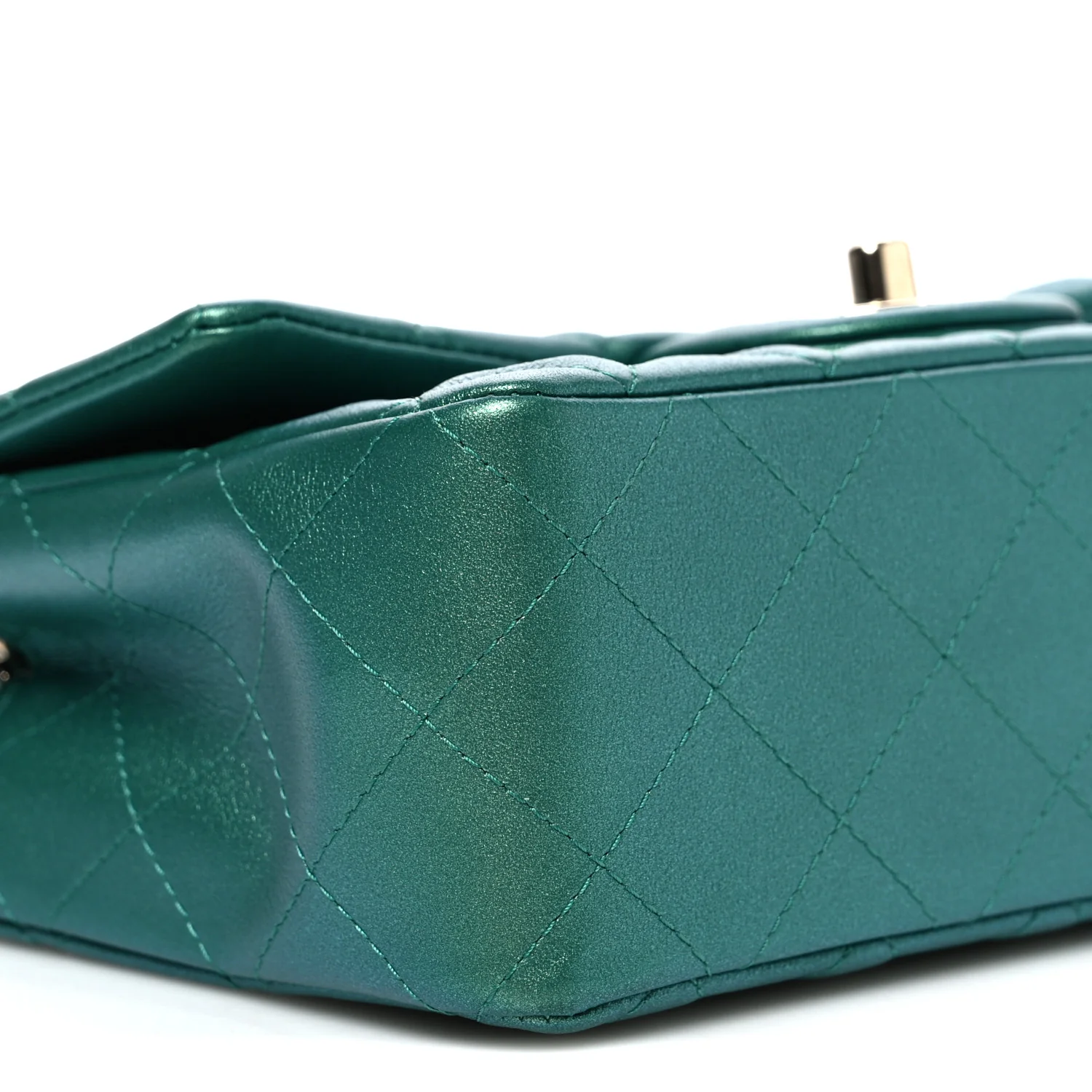 Iridescent Lambskin Quilted Mini Rectangular Flap Green - Image 9