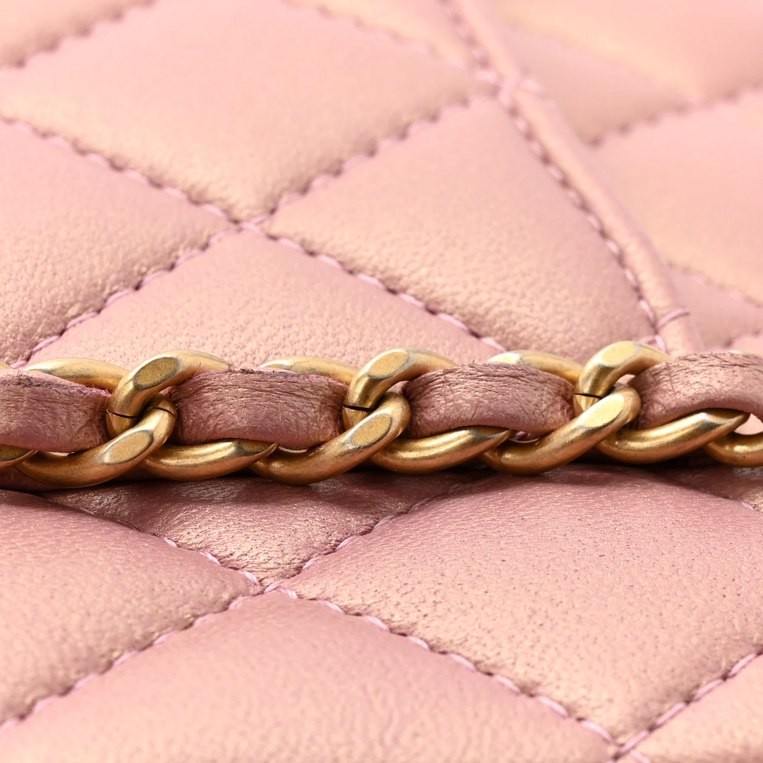 Iridescent Lambskin Quilted Mini Top Handle Rectangular Flap Pink - Image 12