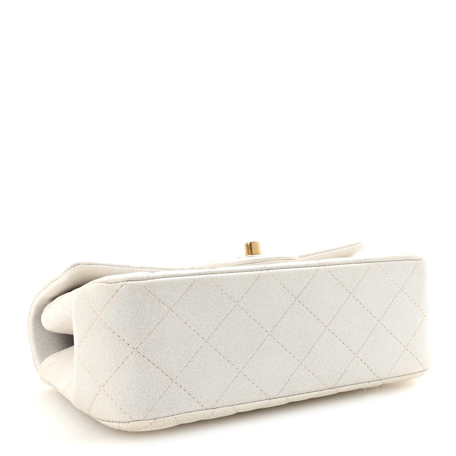 Iridescent Lambskin Quilted Mini Top Handle Rectangular Flap White - Image 4