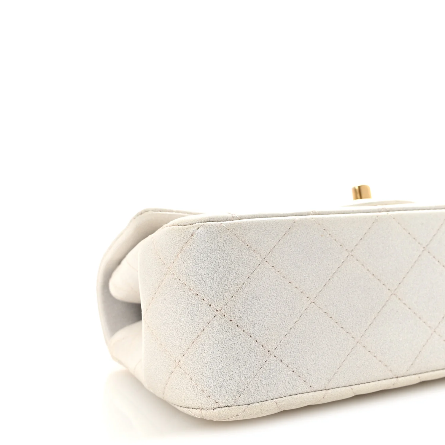 Iridescent Lambskin Quilted Mini Top Handle Rectangular Flap White - Image 9