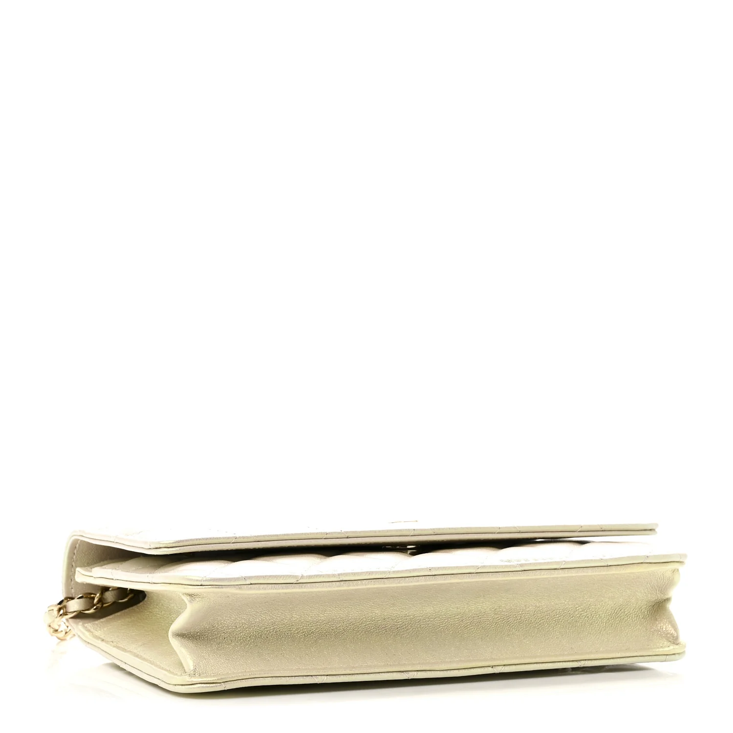 Iridescent Lambskin Quilted Wallet On Chain WOC Ivory - Image 4