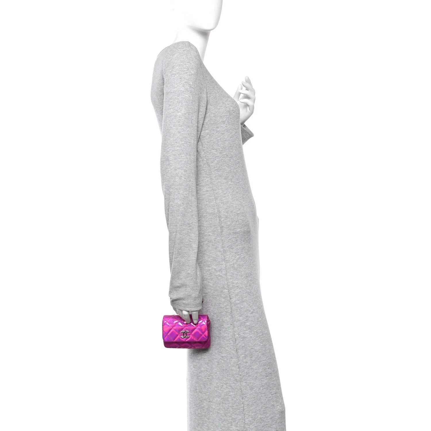 Iridescent Mirror Goatskin Hook Card Holder Fuchsia - Image 2