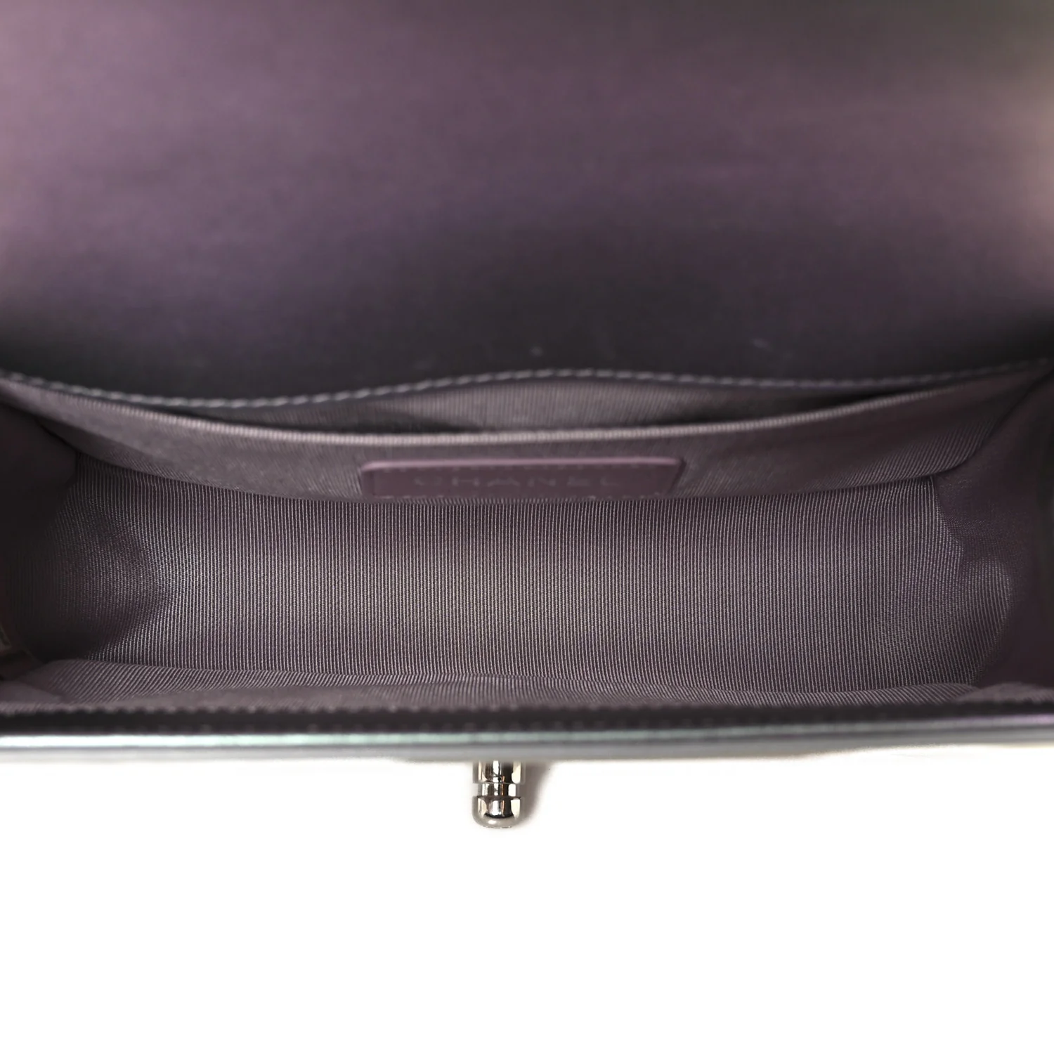 Iridescent Patent Calfskin PVC Quilted Small Boy Flap Light Purple - Image 5