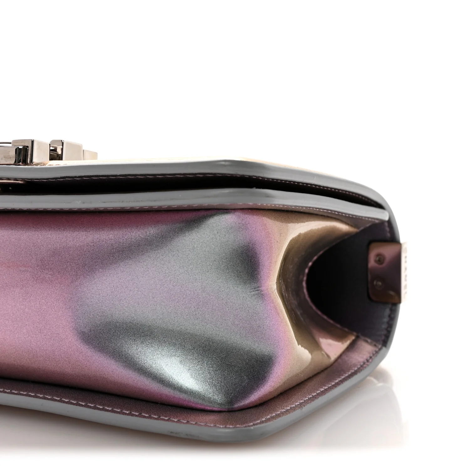 Iridescent Patent Calfskin PVC Quilted Small Boy Flap Light Purple - Image 10