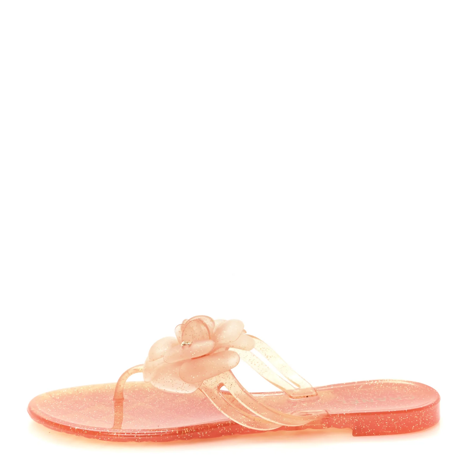 Jelly Camellia Glitter Thong Sandals 38 Orange