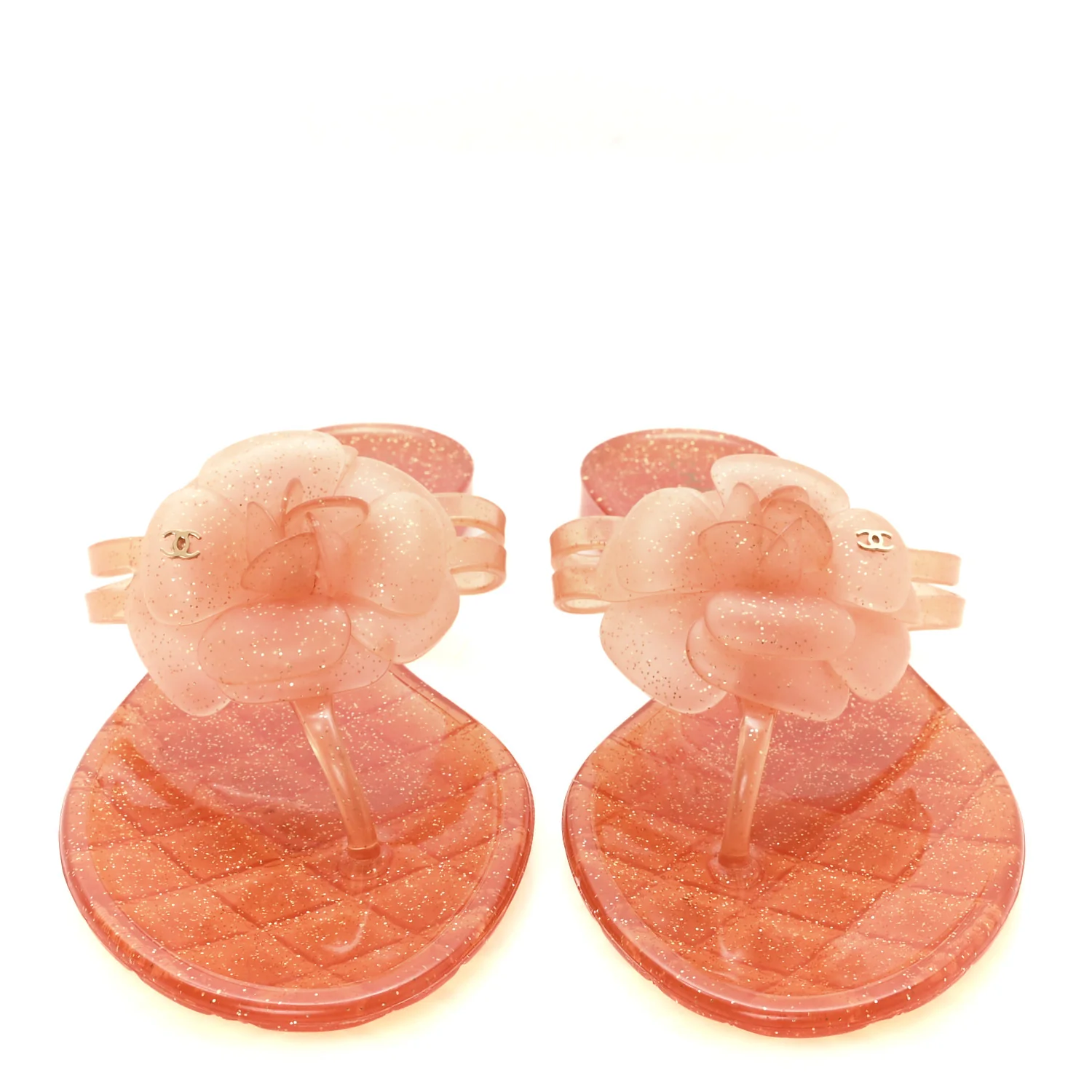 Jelly Camellia Glitter Thong Sandals 38 Orange - Image 3