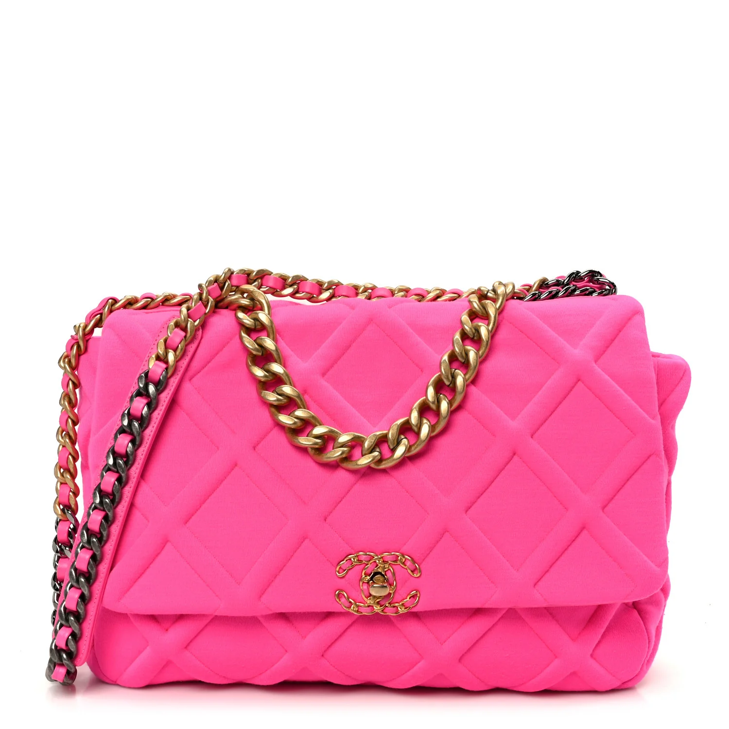 Jersey Lambskin Quilted Maxi Chanel 19 Flap Dark Pink