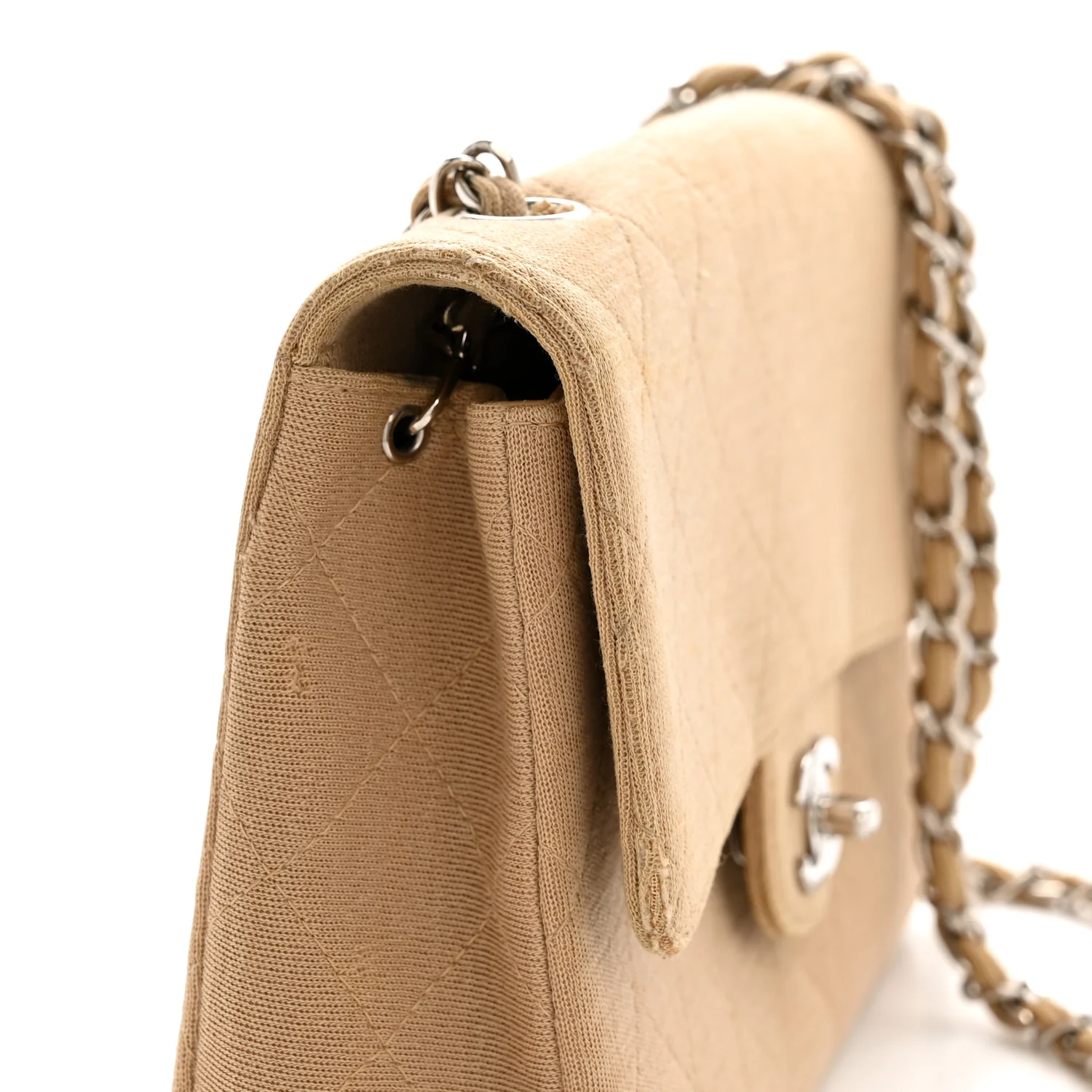 Jersey Quilted Medium Single Flap Beige - Image 16