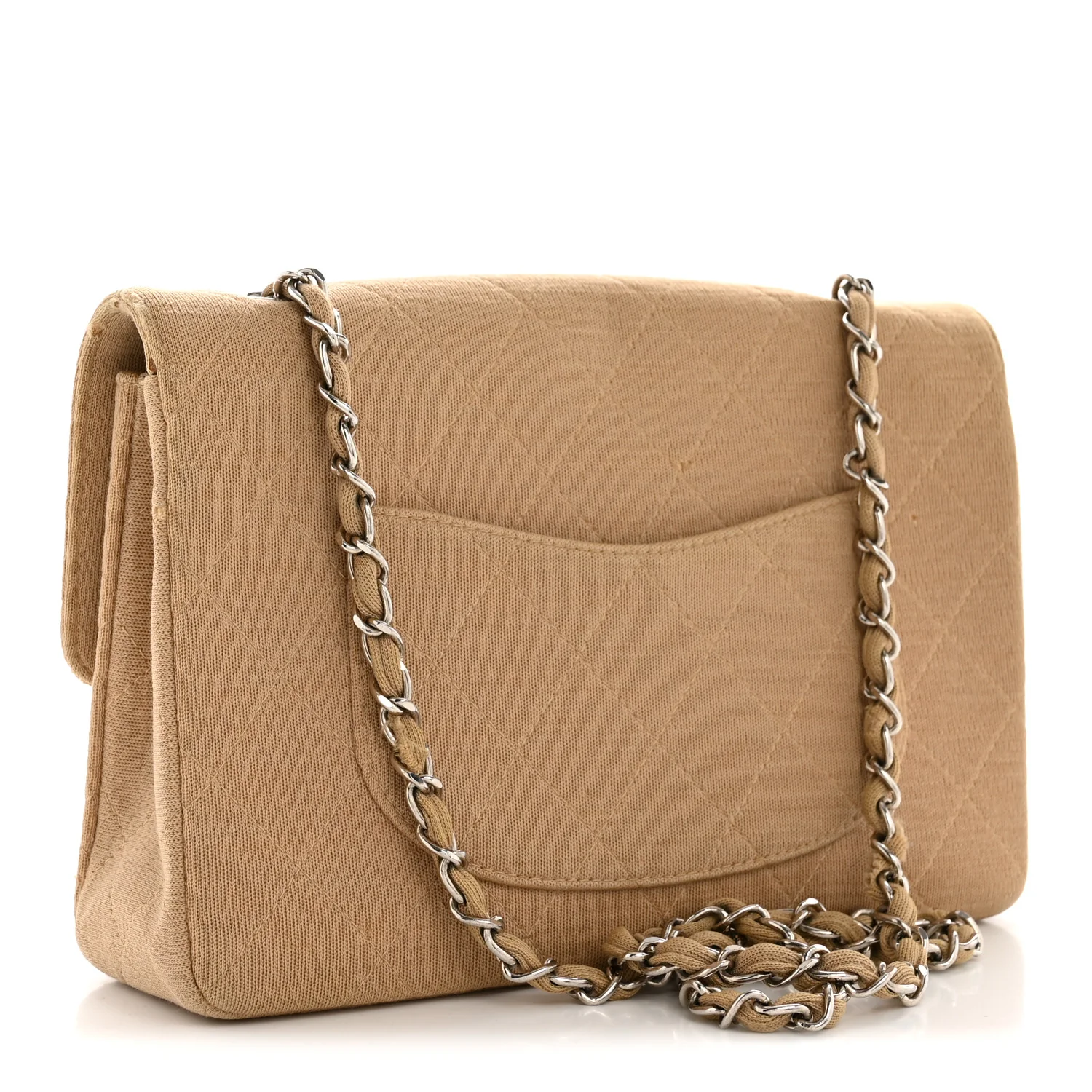 Jersey Quilted Medium Single Flap Beige - Image 3