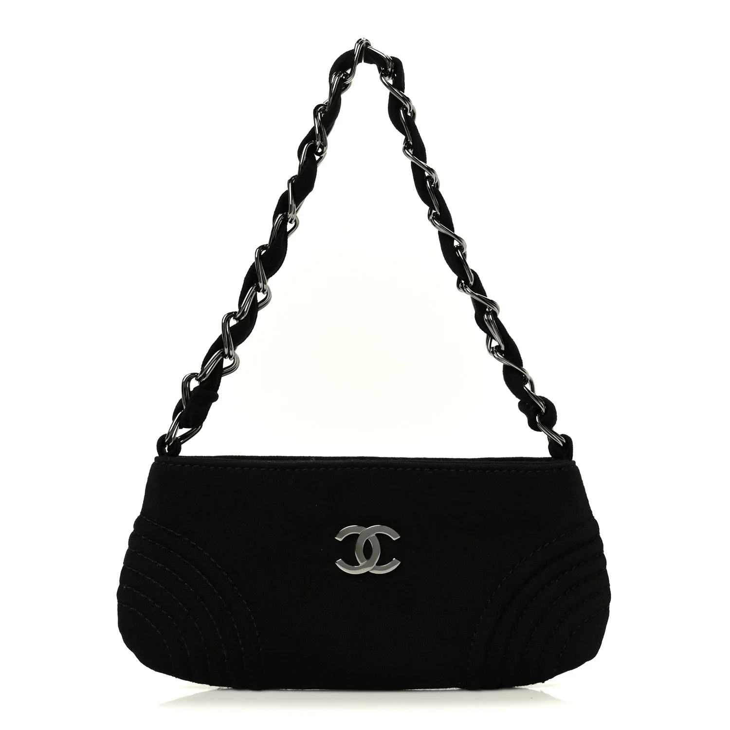 Jersey Quilted Mini Shoulder Bag Black