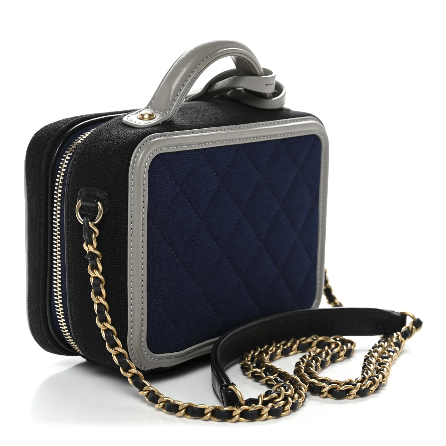 Jersey Quilted Small CC Filigree Vanity Case Blue Black Grey - Image 3
