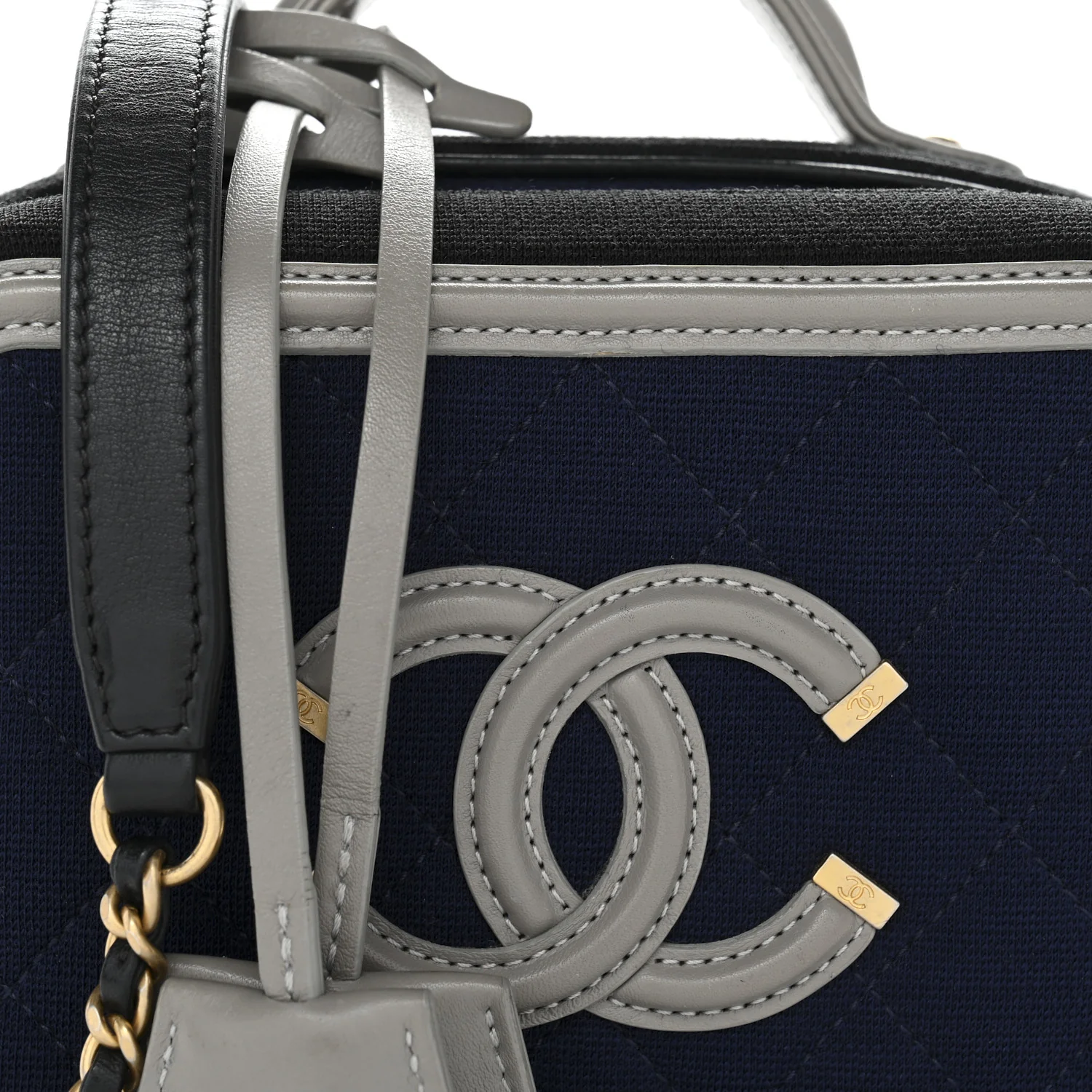 Jersey Quilted Small CC Filigree Vanity Case Blue Black Grey - Image 8