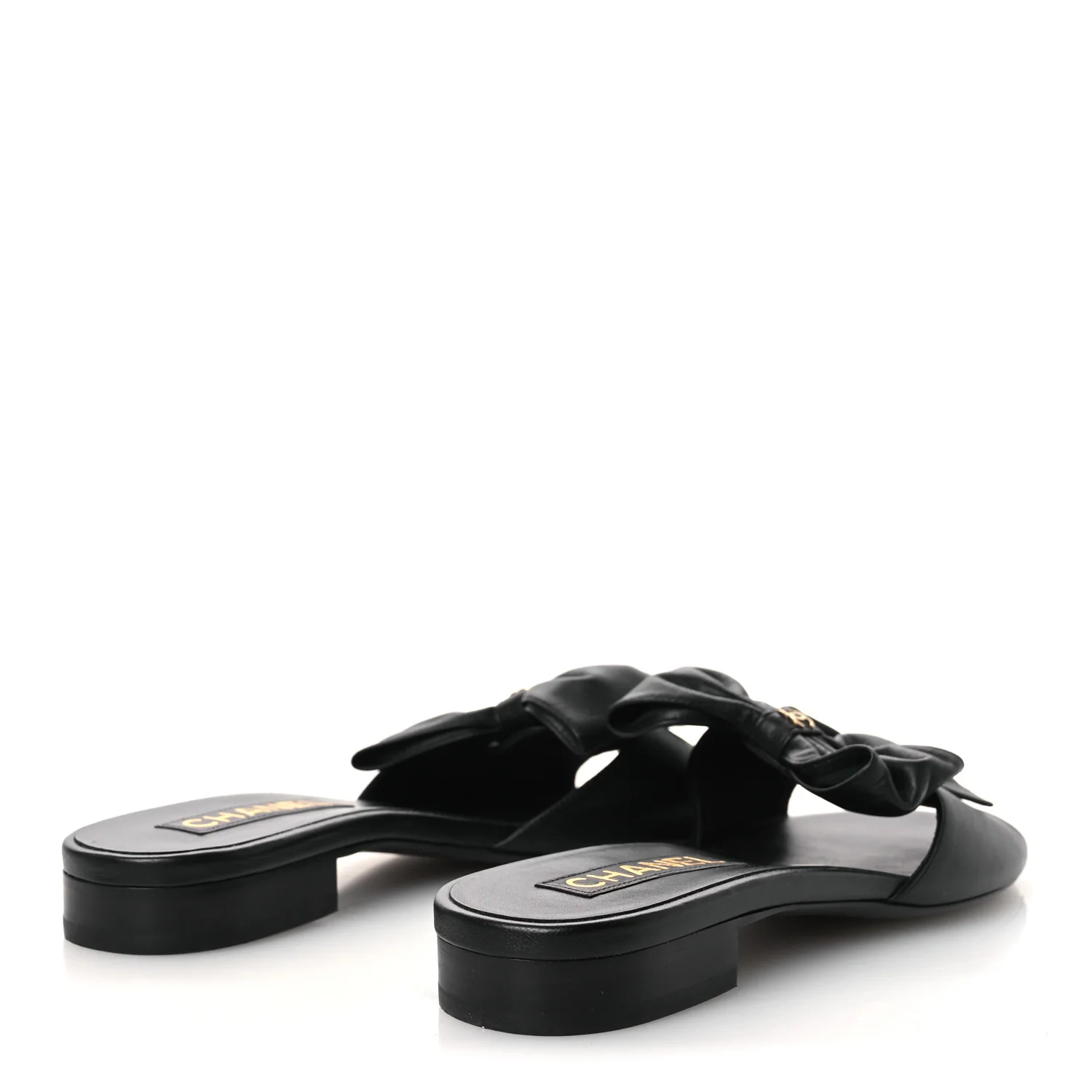 Lambskin Bow CC Mules 39.5 Black - Image 5