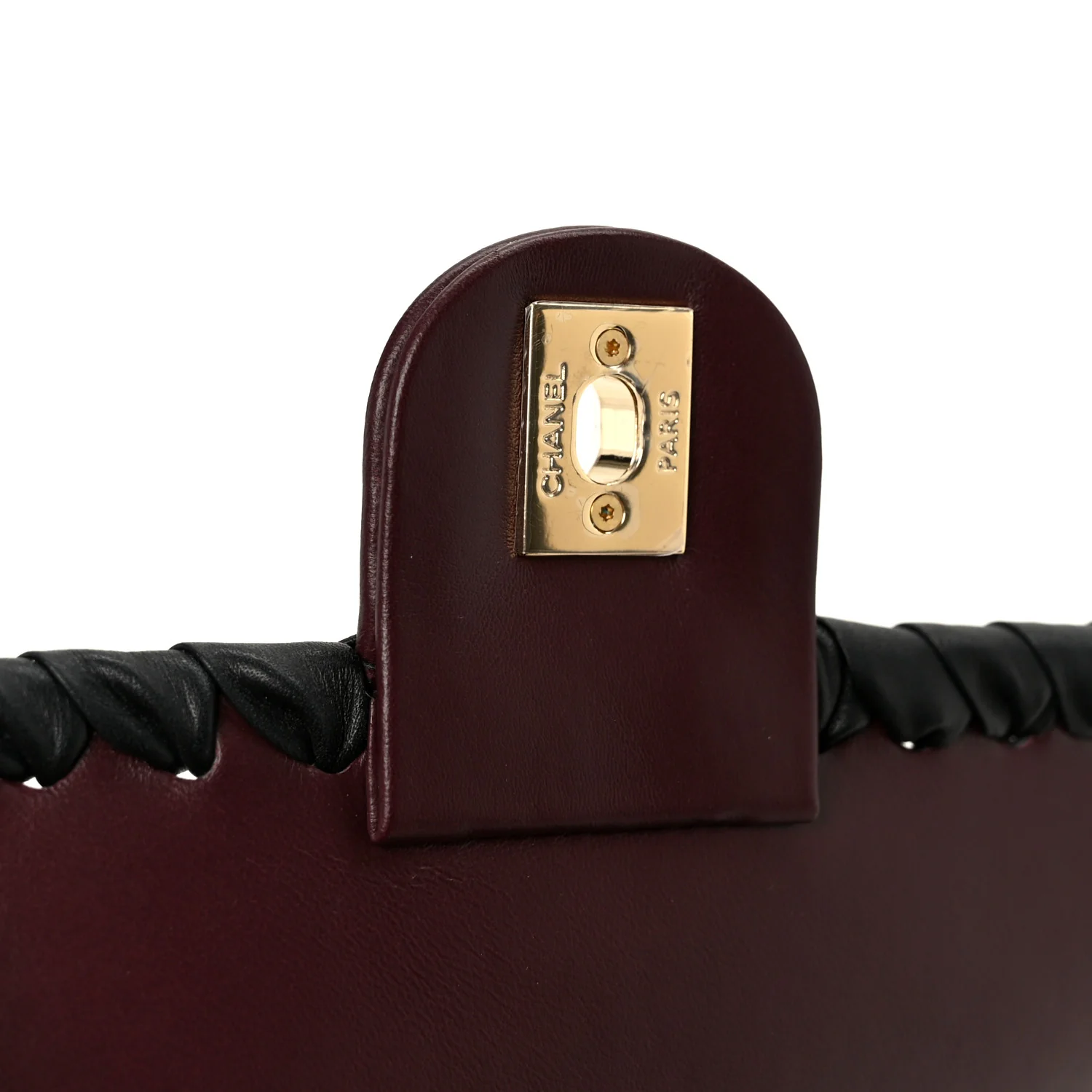 Lambskin Braided Calfskin Mini Flap Bag Dark Burgundy Black - Image 6