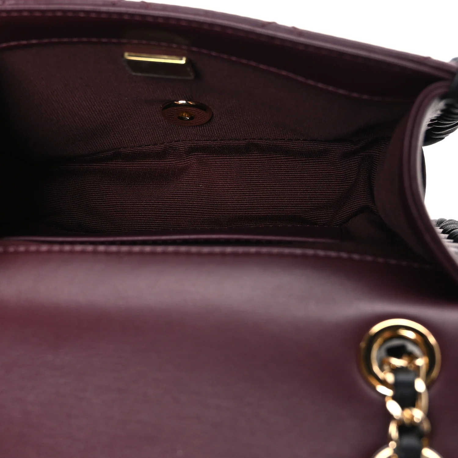 Lambskin Calfskin Braided Mini My Own Frame Flap Dark Burgundy Black - Image 5