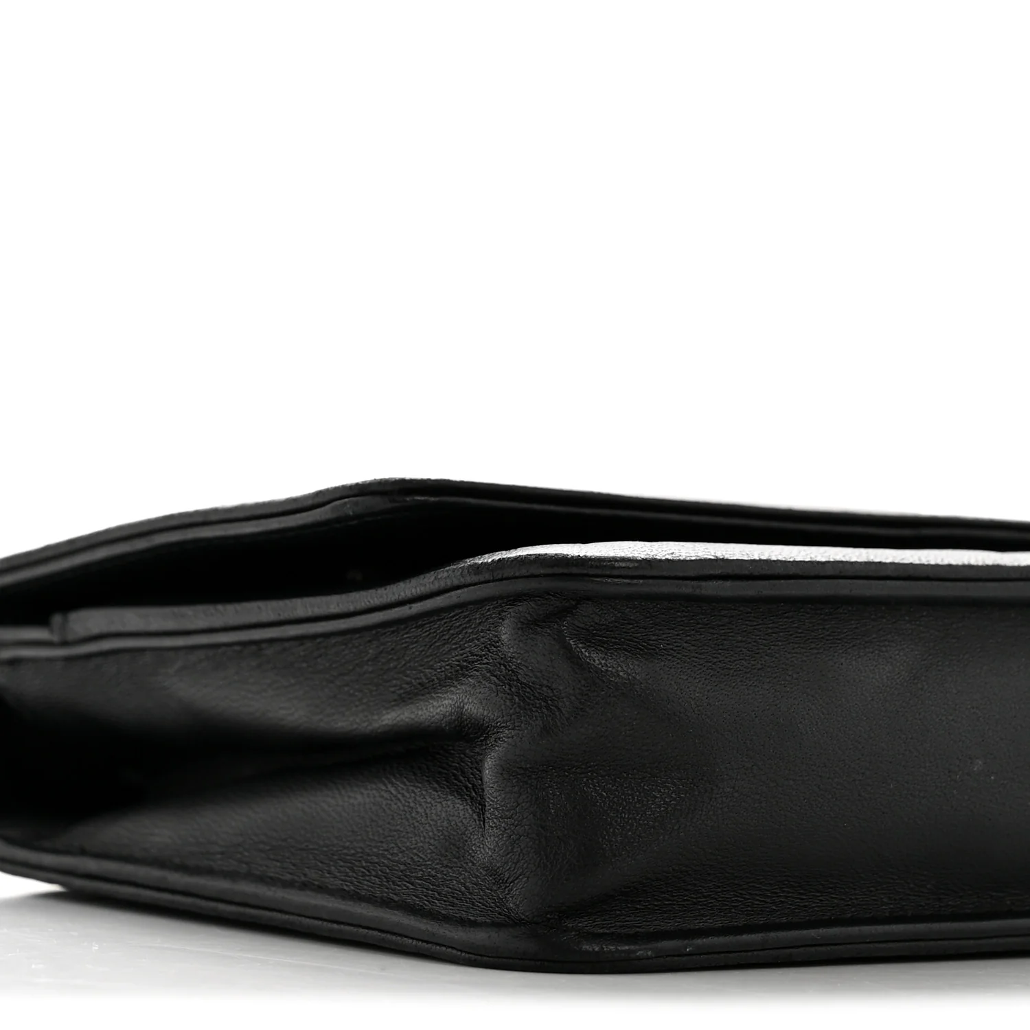 Lambskin Camellia Embossed Wallet On Chain WOC Black - Image 10