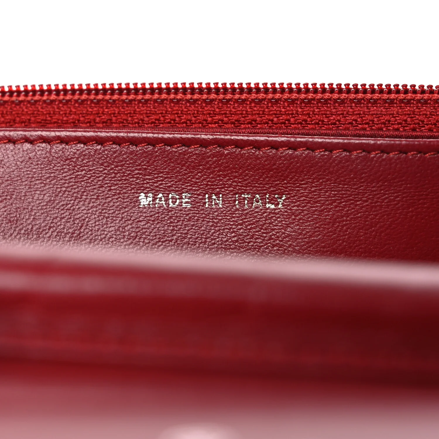 Lambskin Camellia Embossed Wallet on Chain WOC Red - Image 7