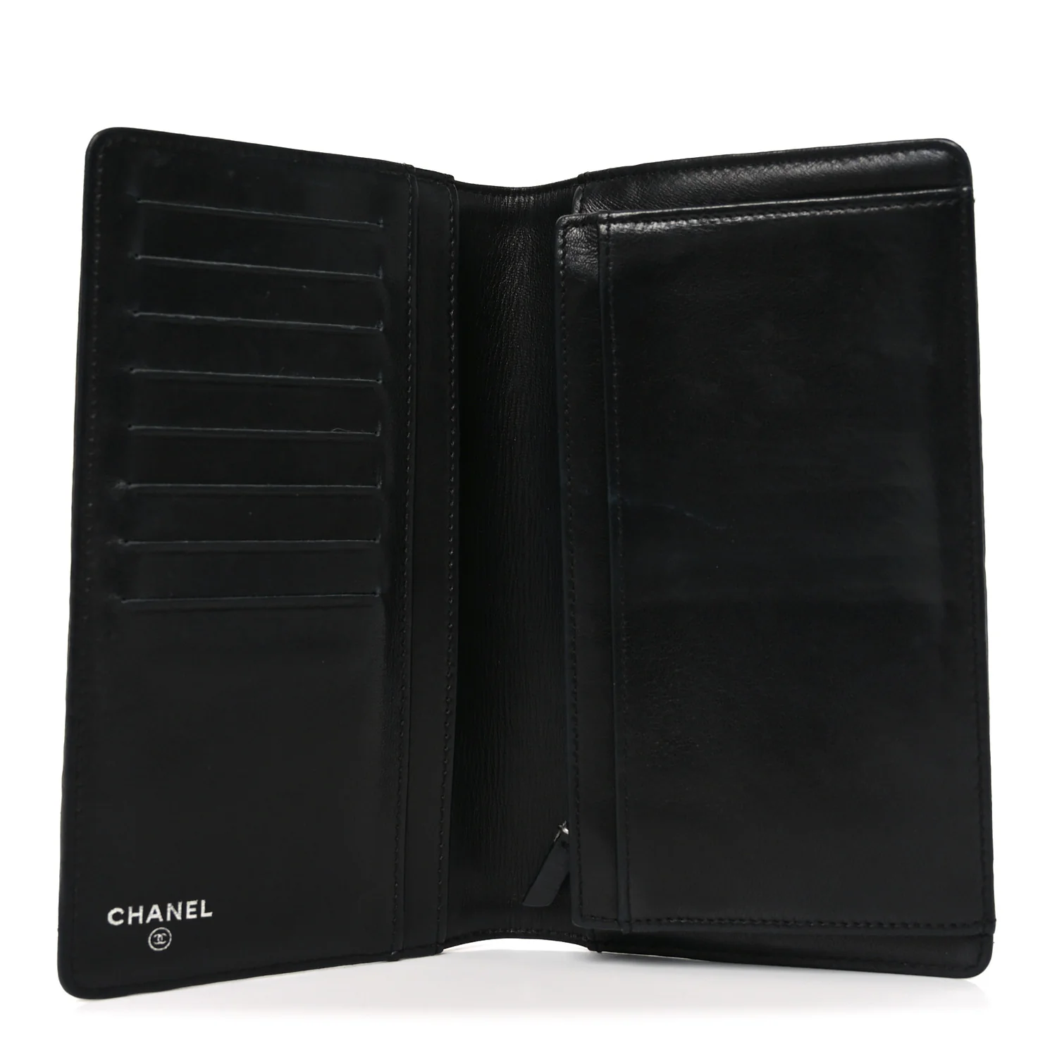 Lambskin Camellia Embossed Yen Wallet Black - Image 5